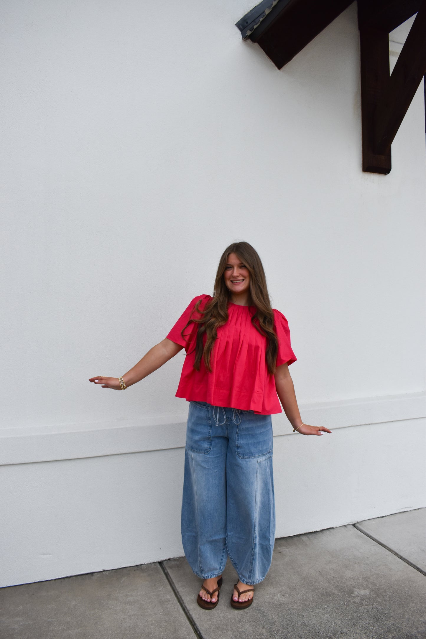 Denim Mid-Waist Drawstring Barrel Jeans