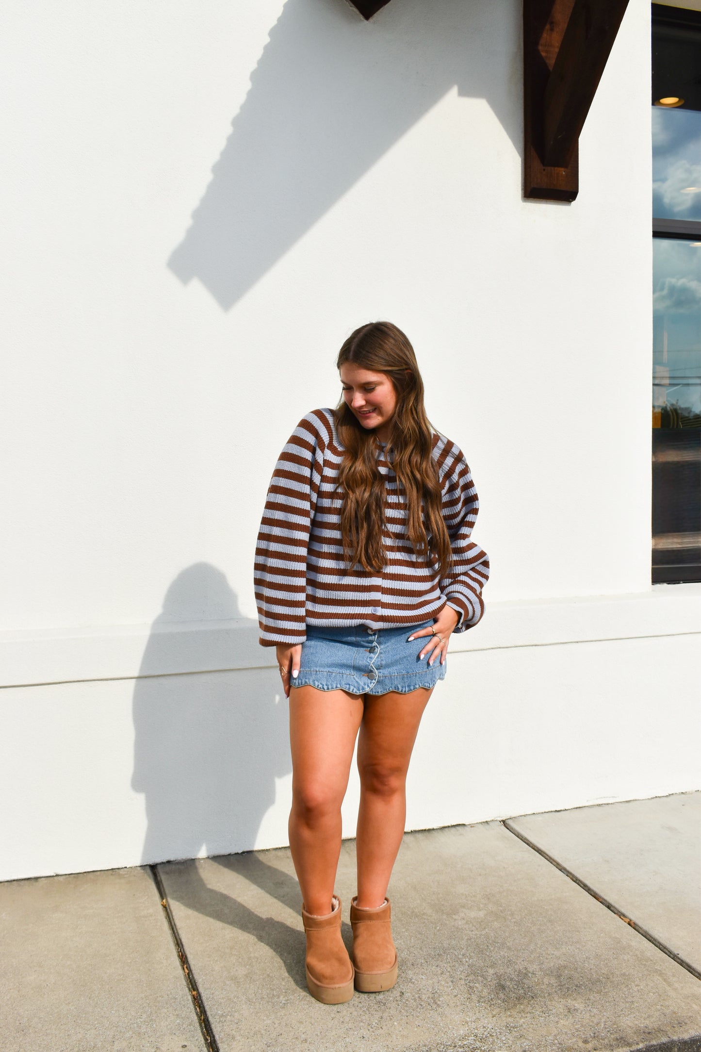 Brown/Blue Striped Sweater Cardigan