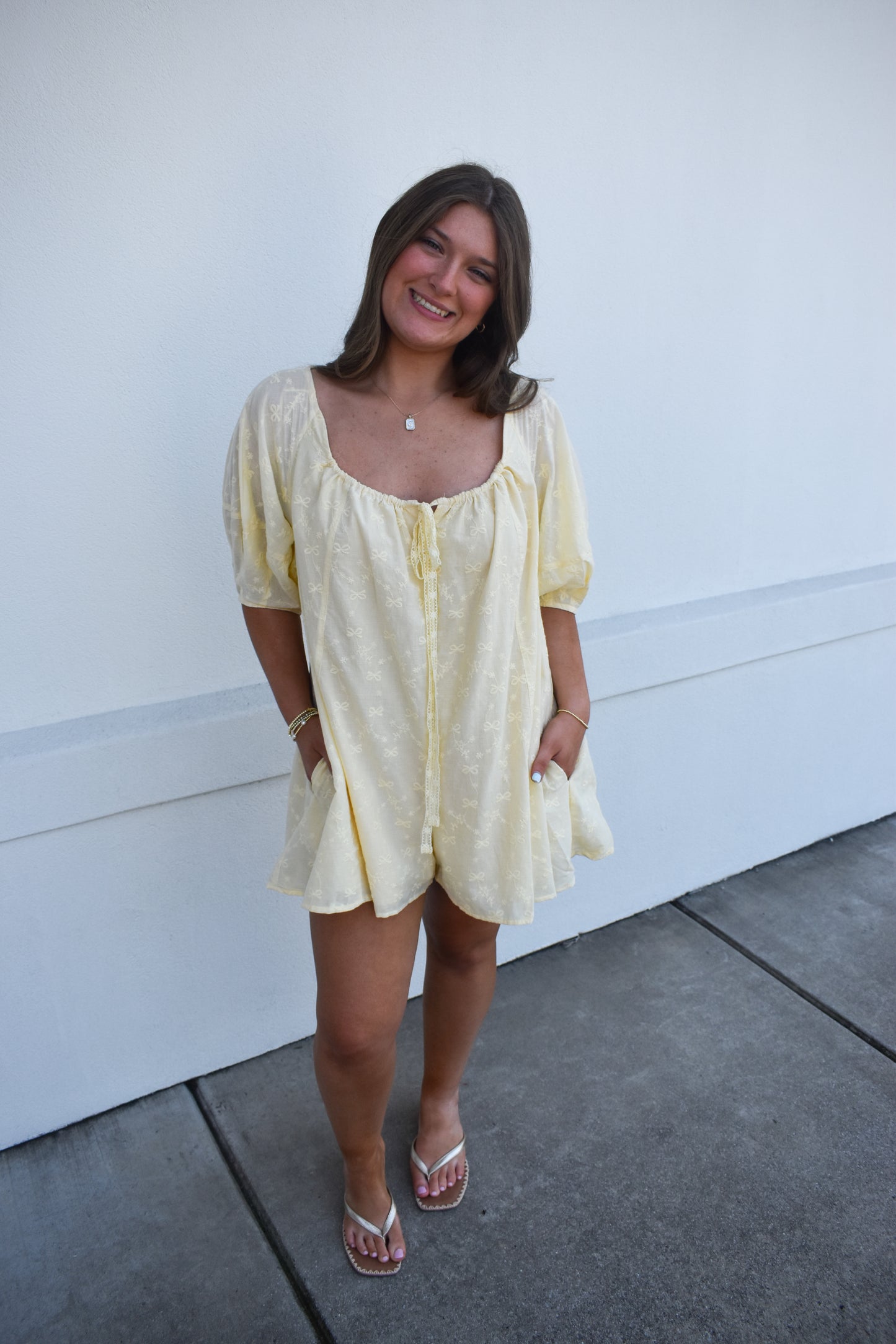 Olivia Bow Eyelet Romper