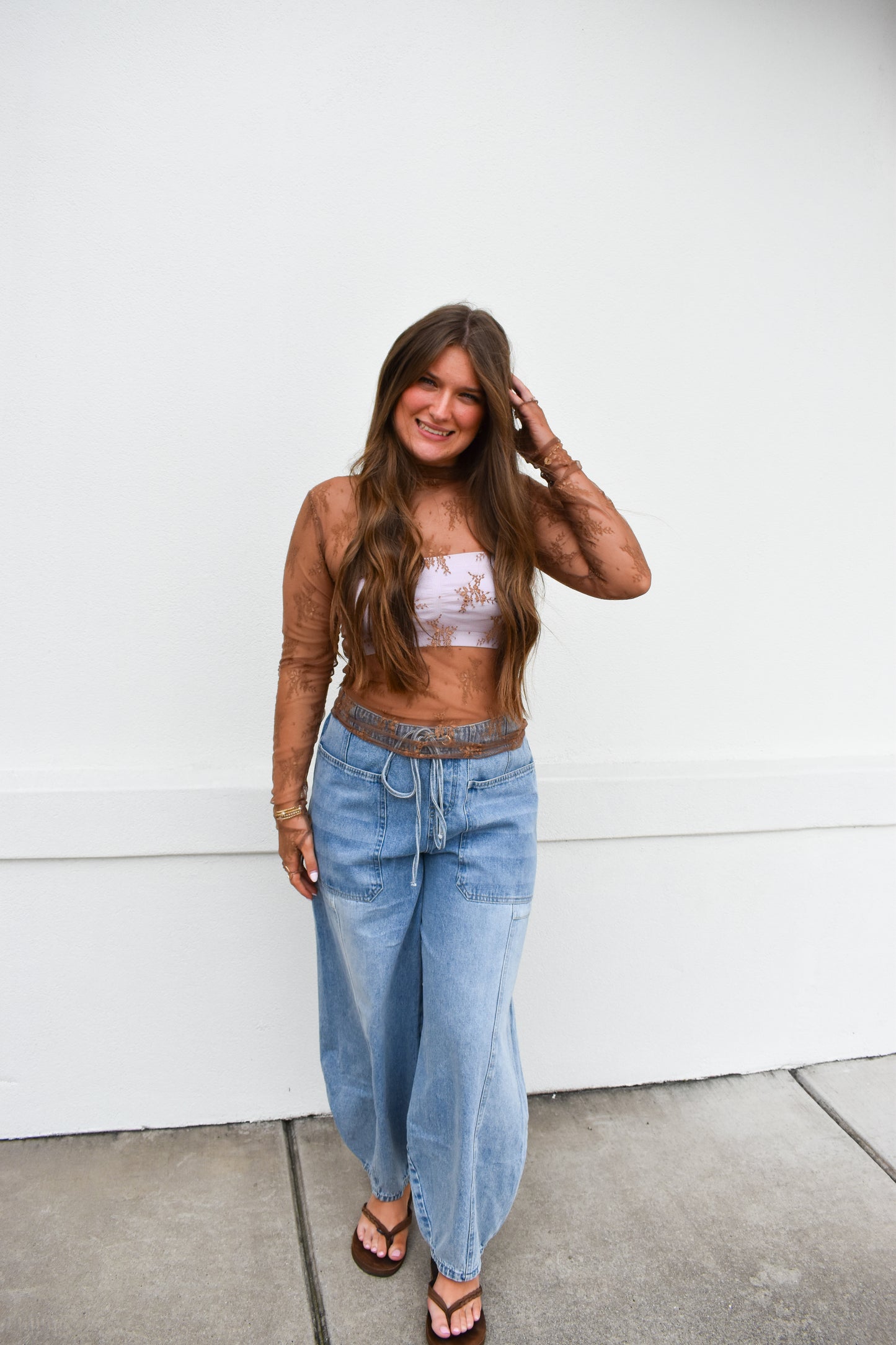 Floral Lace Mesh Layering Top