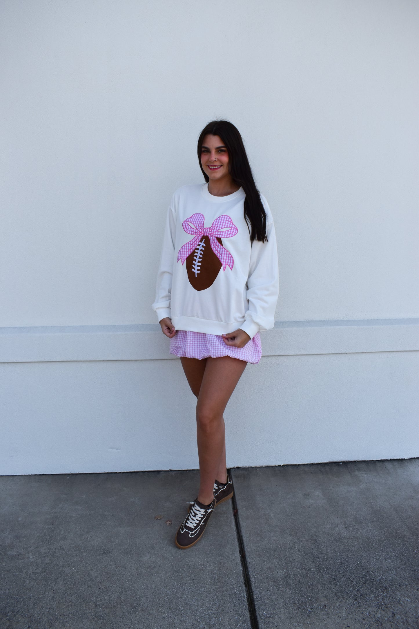 Ribbon Bow Football Sweatshirt