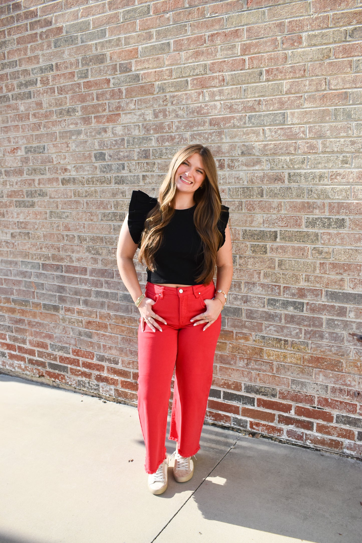 Ribbed Crop Top W/ Ruffle Detail