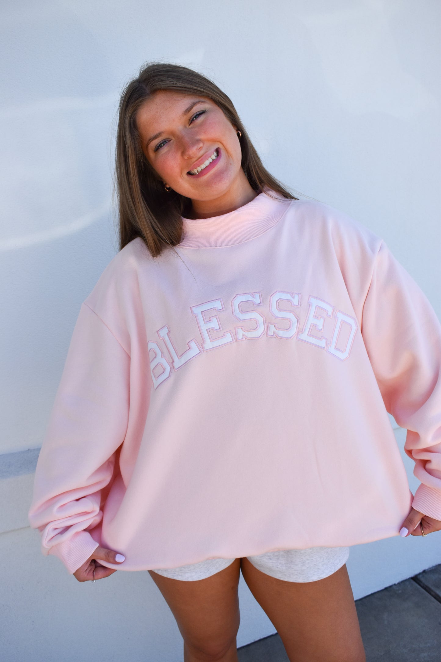 BLESSED Embroidered Mockneck