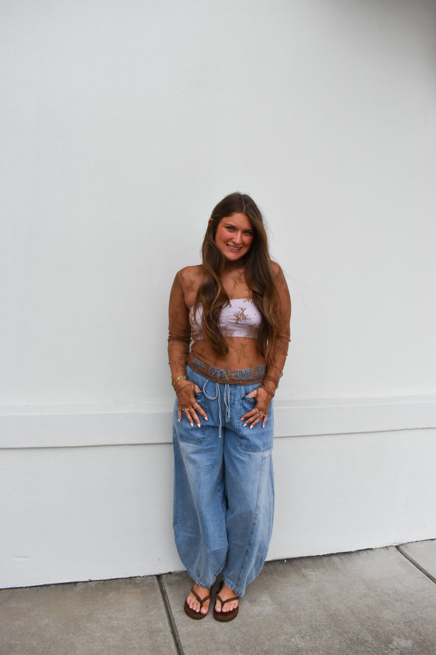 Floral Lace Mesh Layering Top