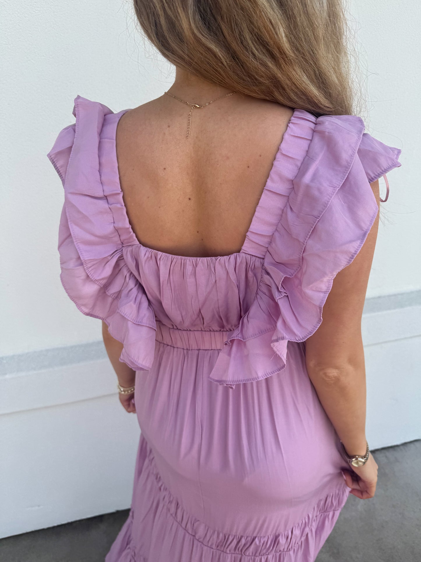 Lilac Ruffle Tiered Dress