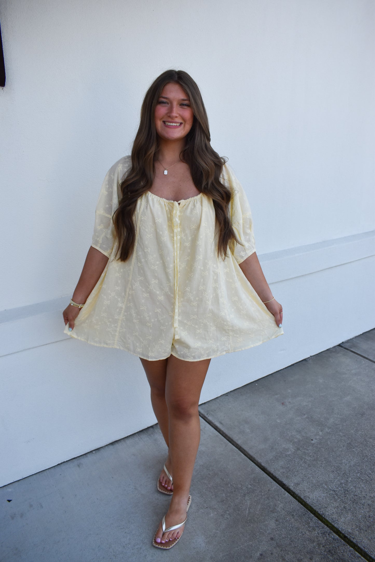Olivia Bow Eyelet Romper