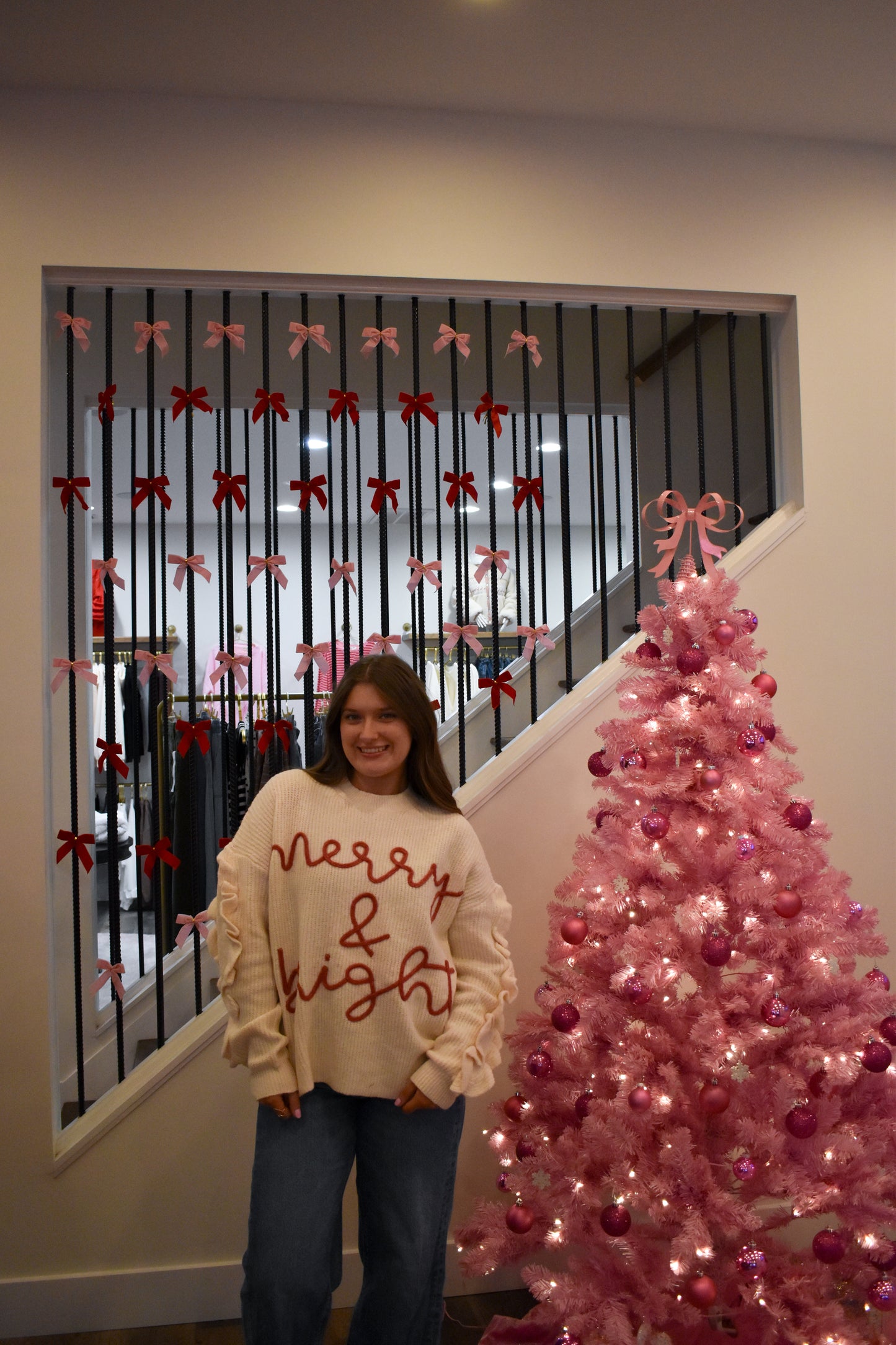 Merry & Bright Cord Letter Ruffle Top