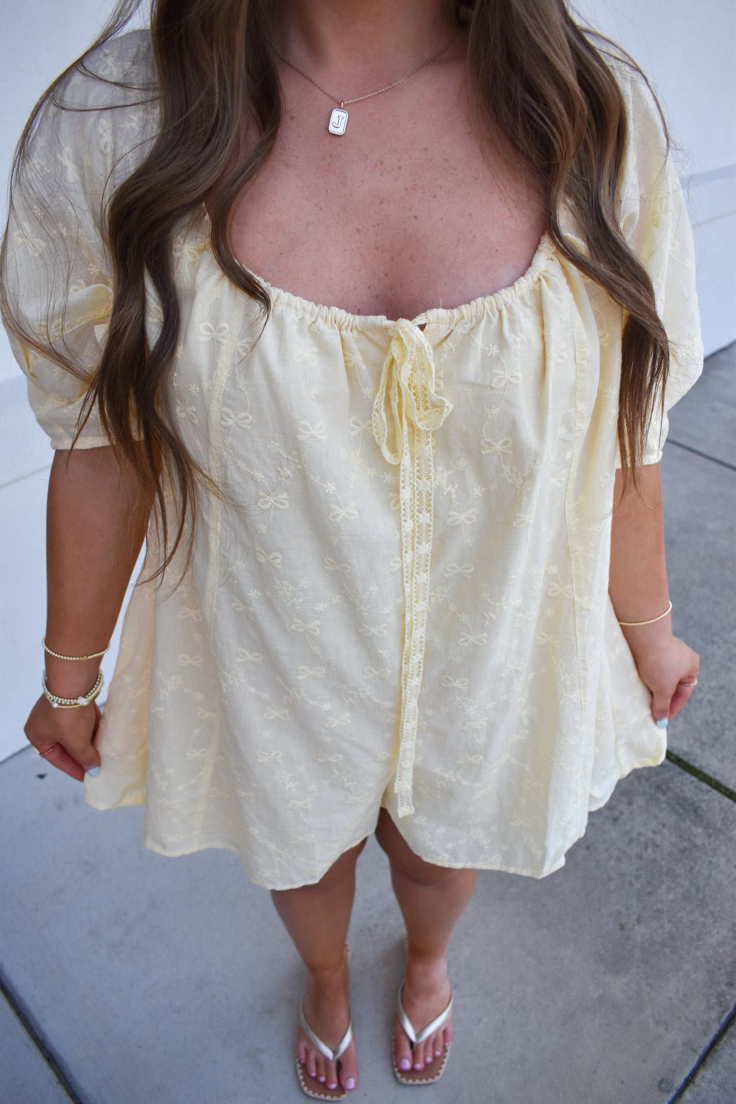 Olivia Bow Eyelet Romper