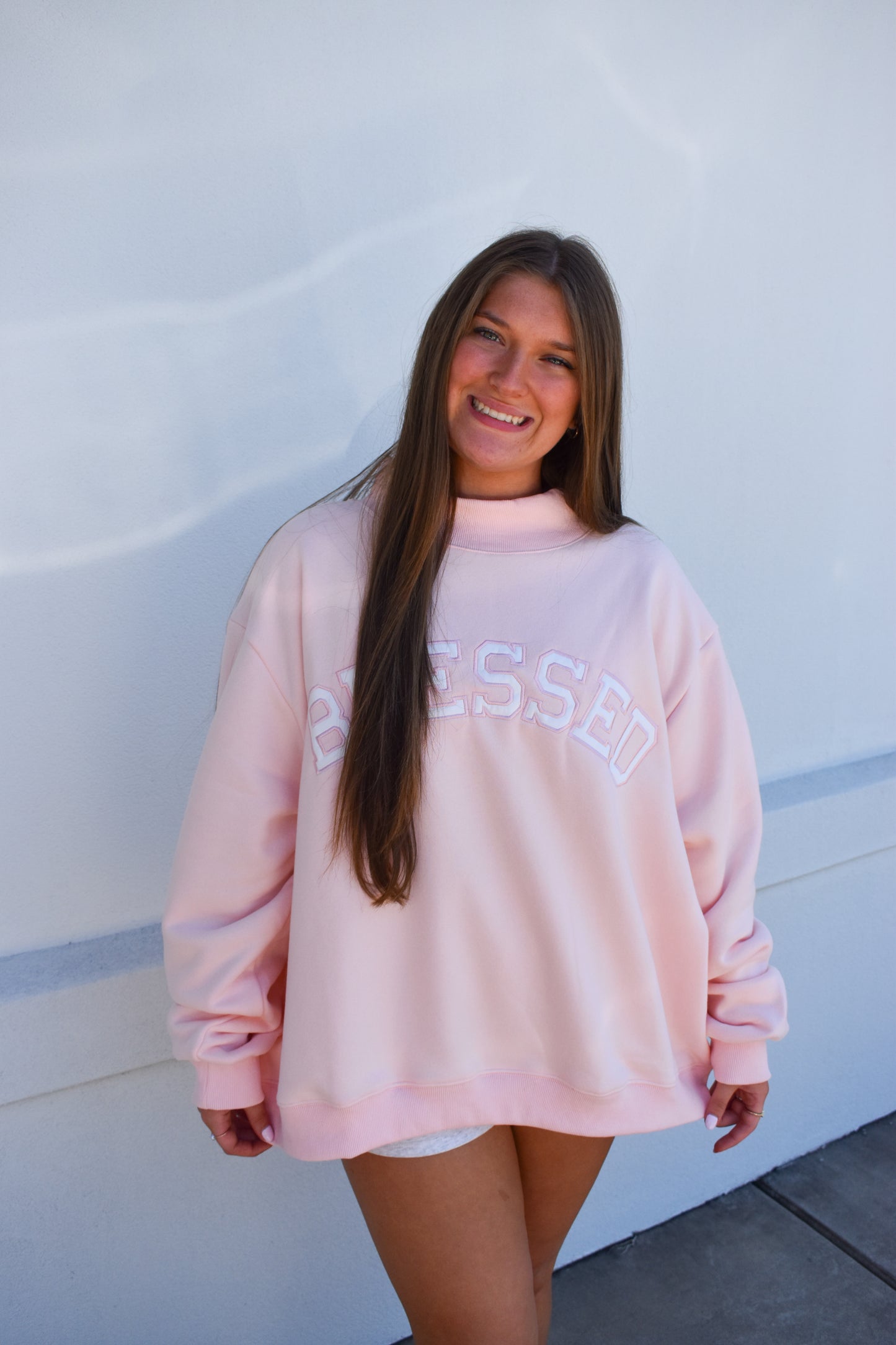 BLESSED Embroidered Mockneck