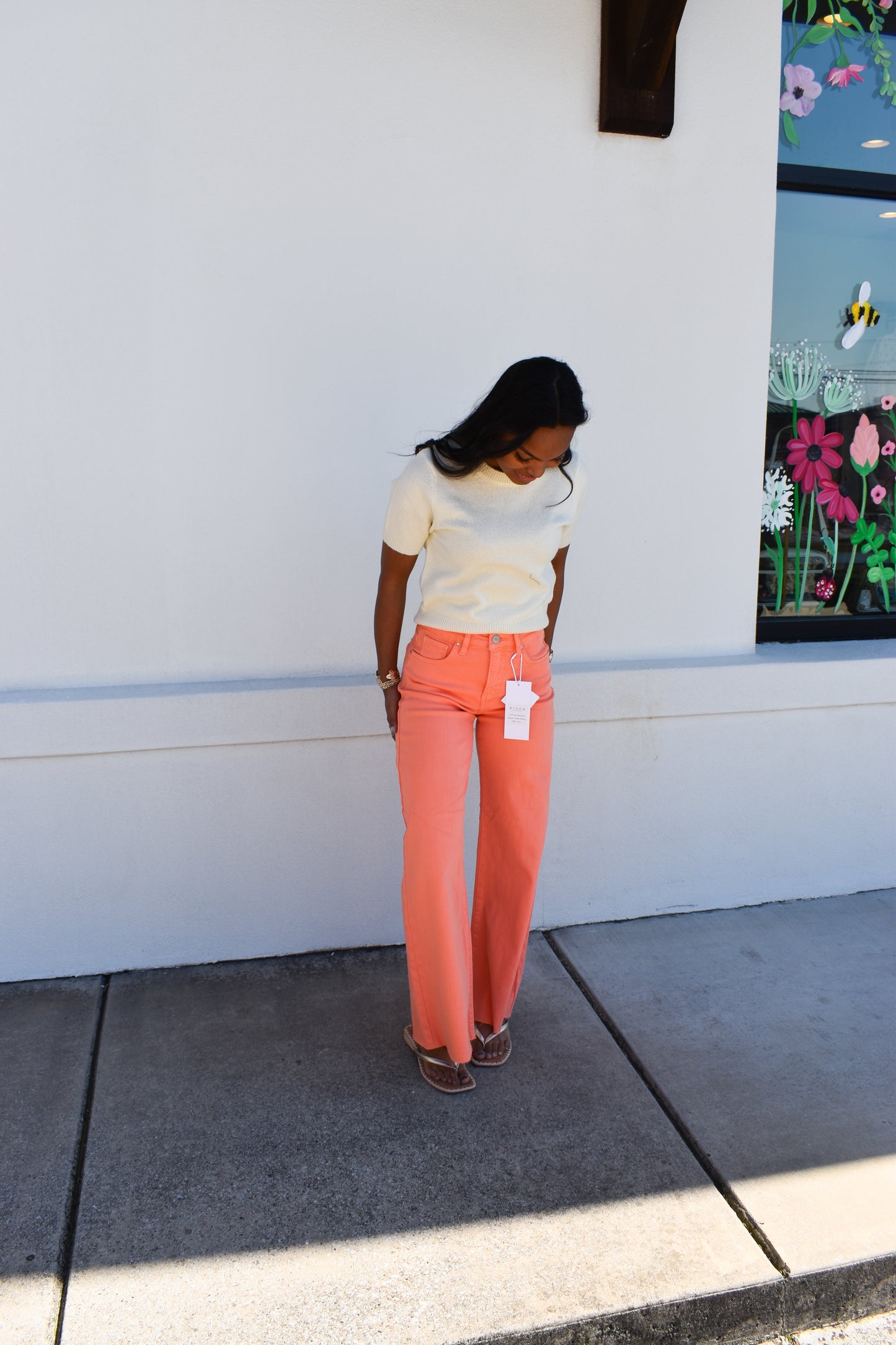 Risen Coral Wide Leg Jeans