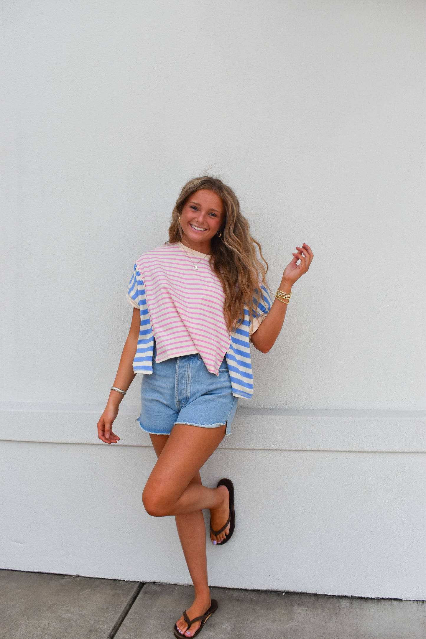 Ella Two Toned Stripe Top