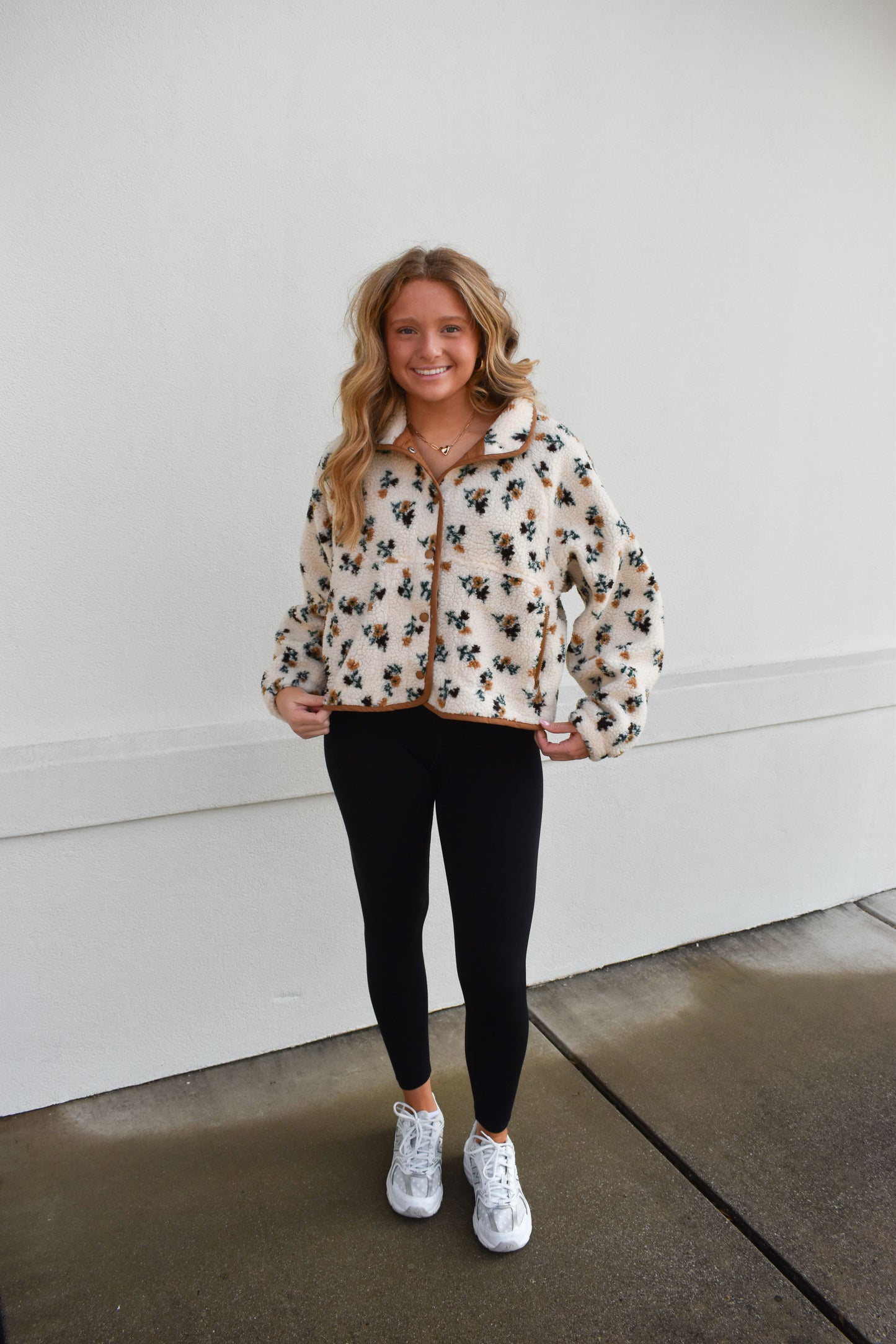 Floral Khaki Fleece Jacket