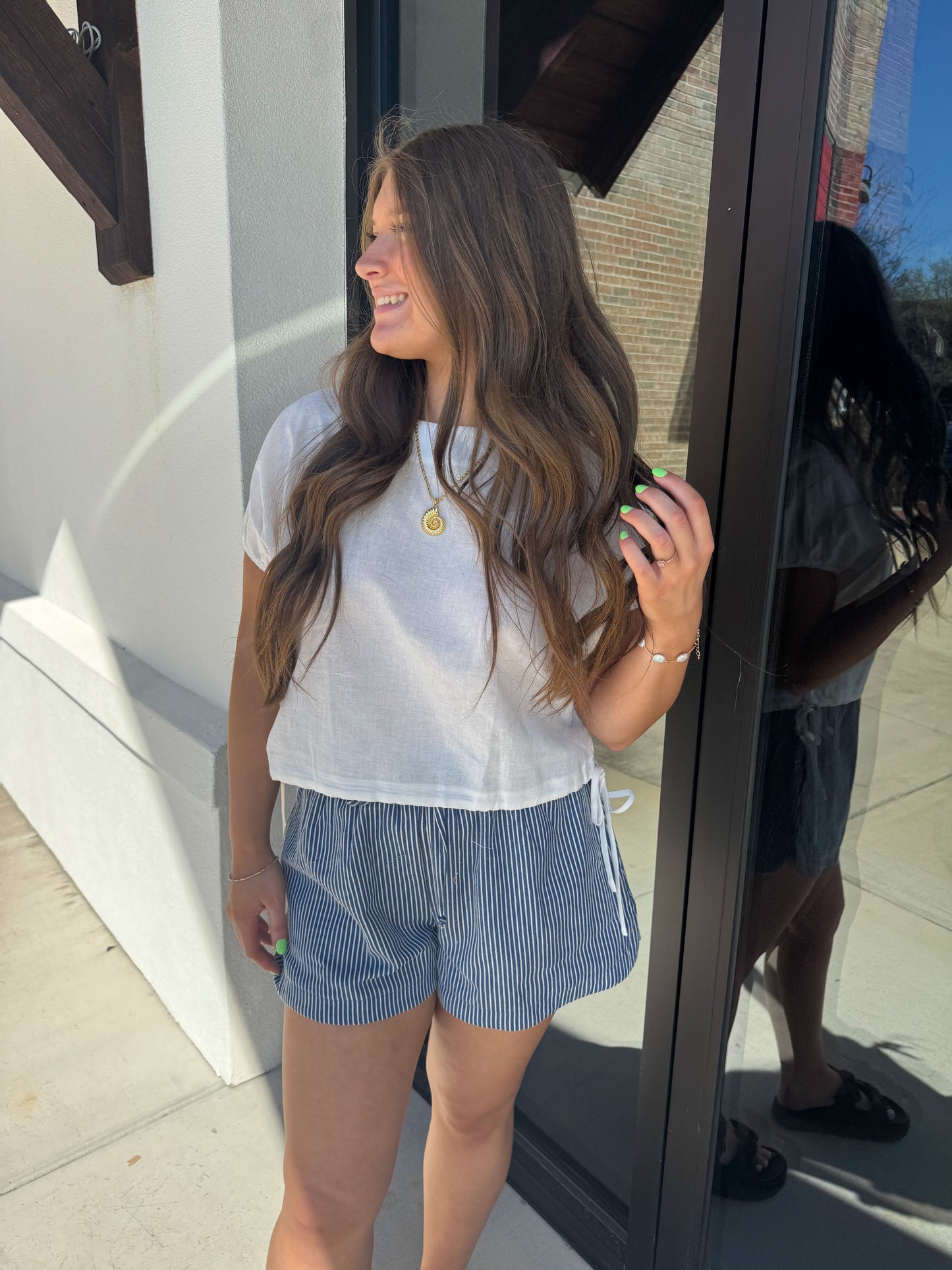 Striped Dolphin Hem Shorts