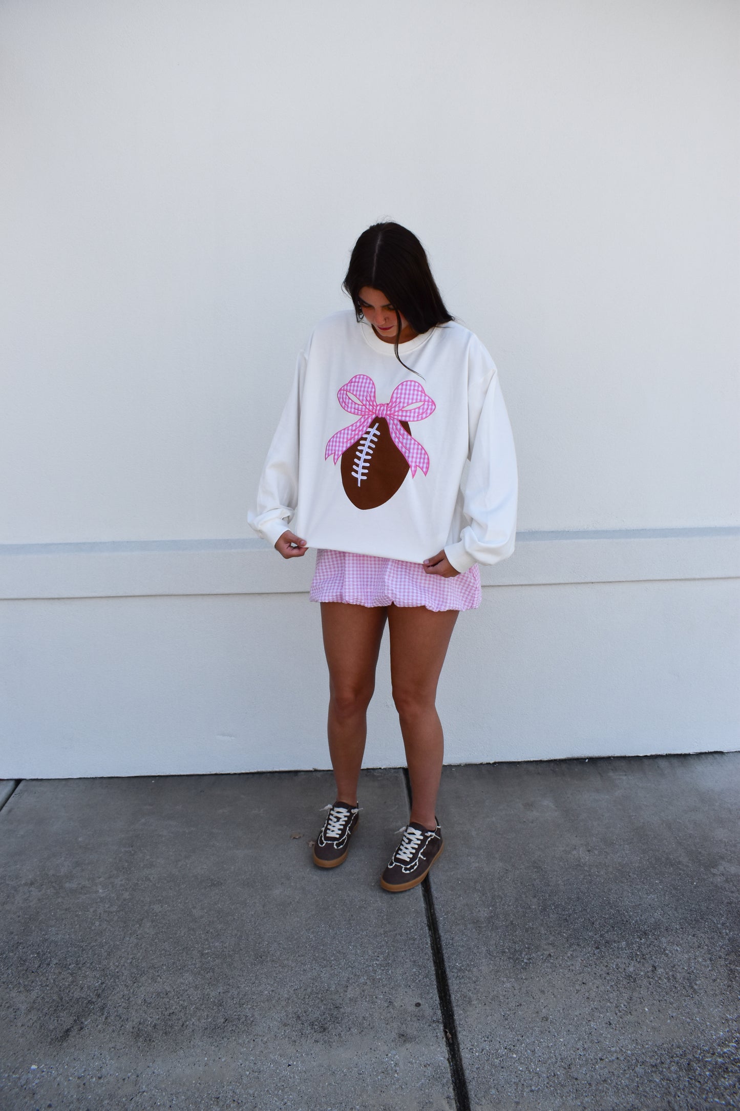 Ribbon Bow Football Sweatshirt