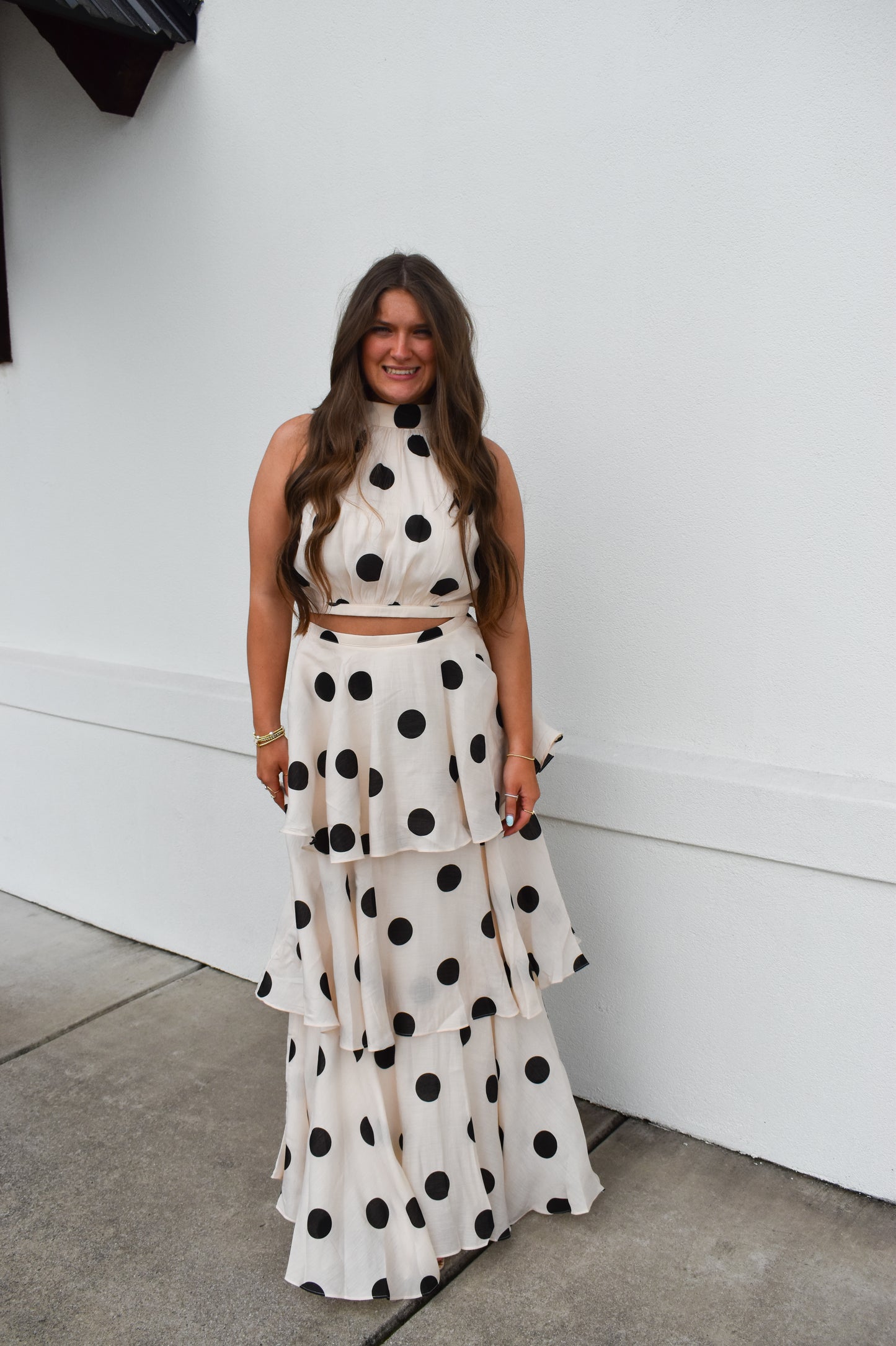 Polka Dot Halter Top and Maxi Skirt Set