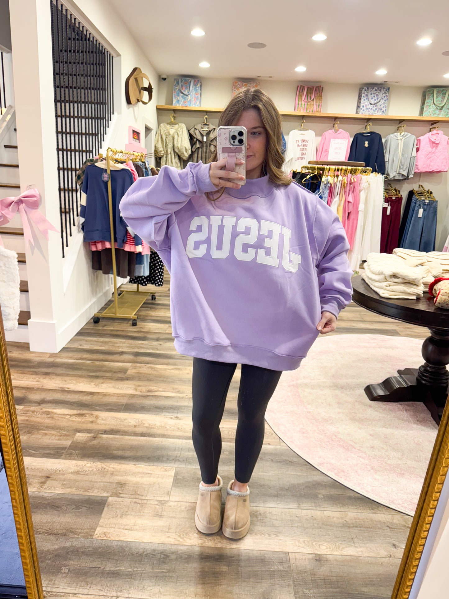 Jesus Embroidered MockNeck: Purple