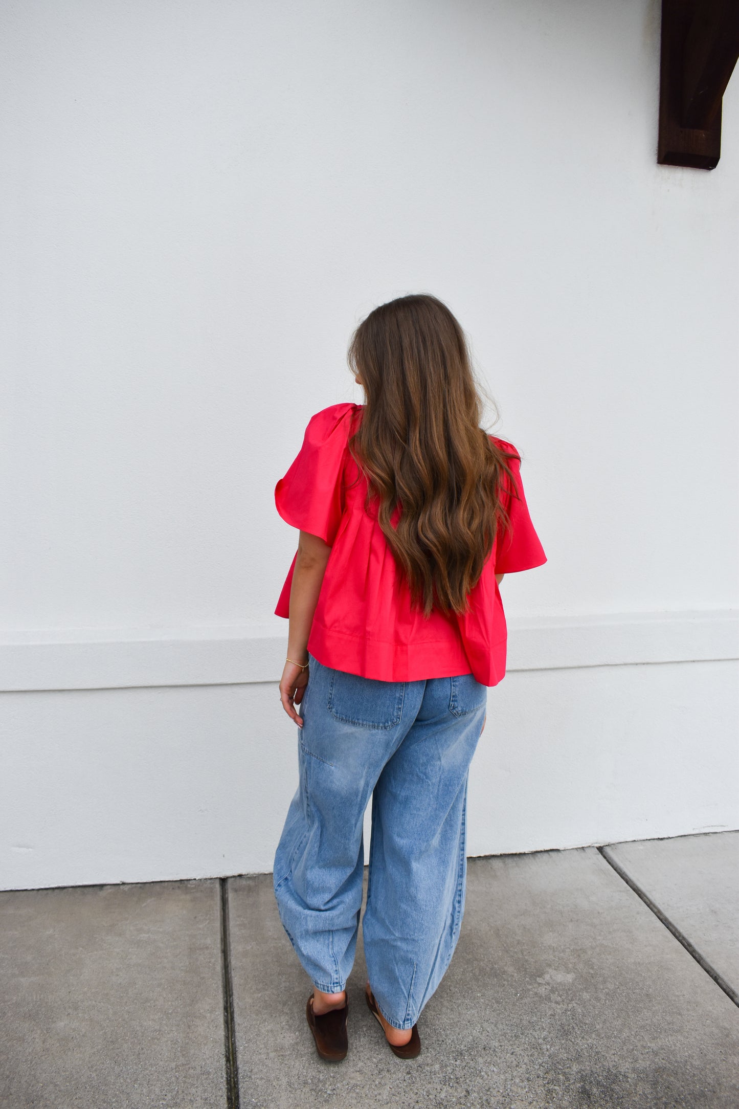 Denim Mid-Waist Drawstring Barrel Jeans