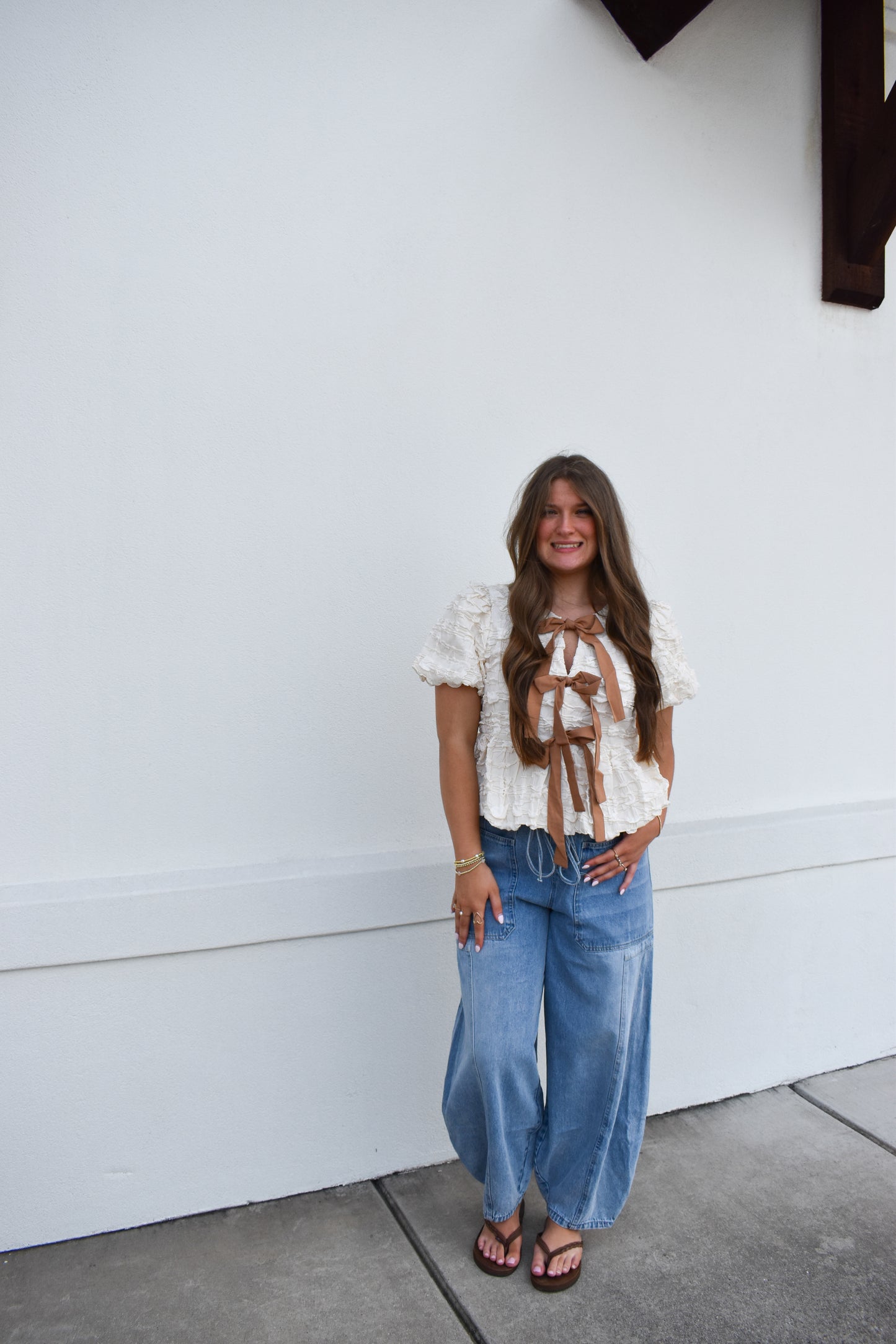 Bubble Babydoll Blouse w/ Bows