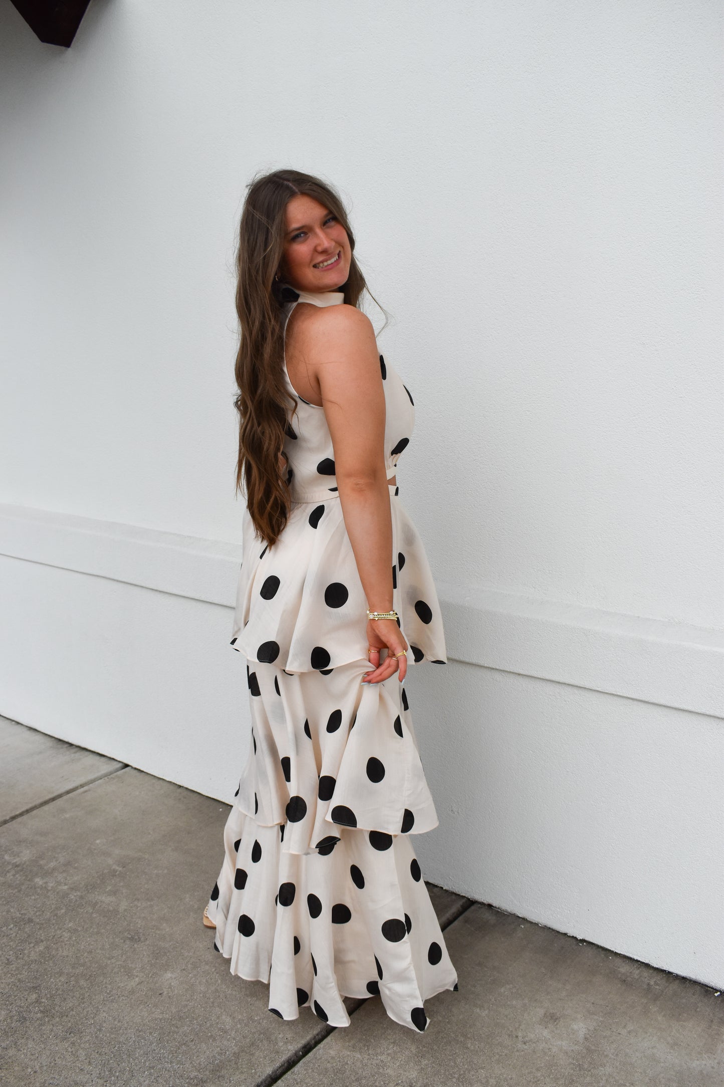 Polka Dot Halter Top and Maxi Skirt Set