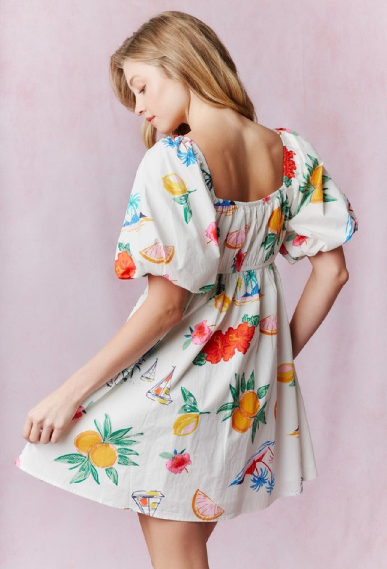 Bubble Sleeve With Pleats Mini Dress