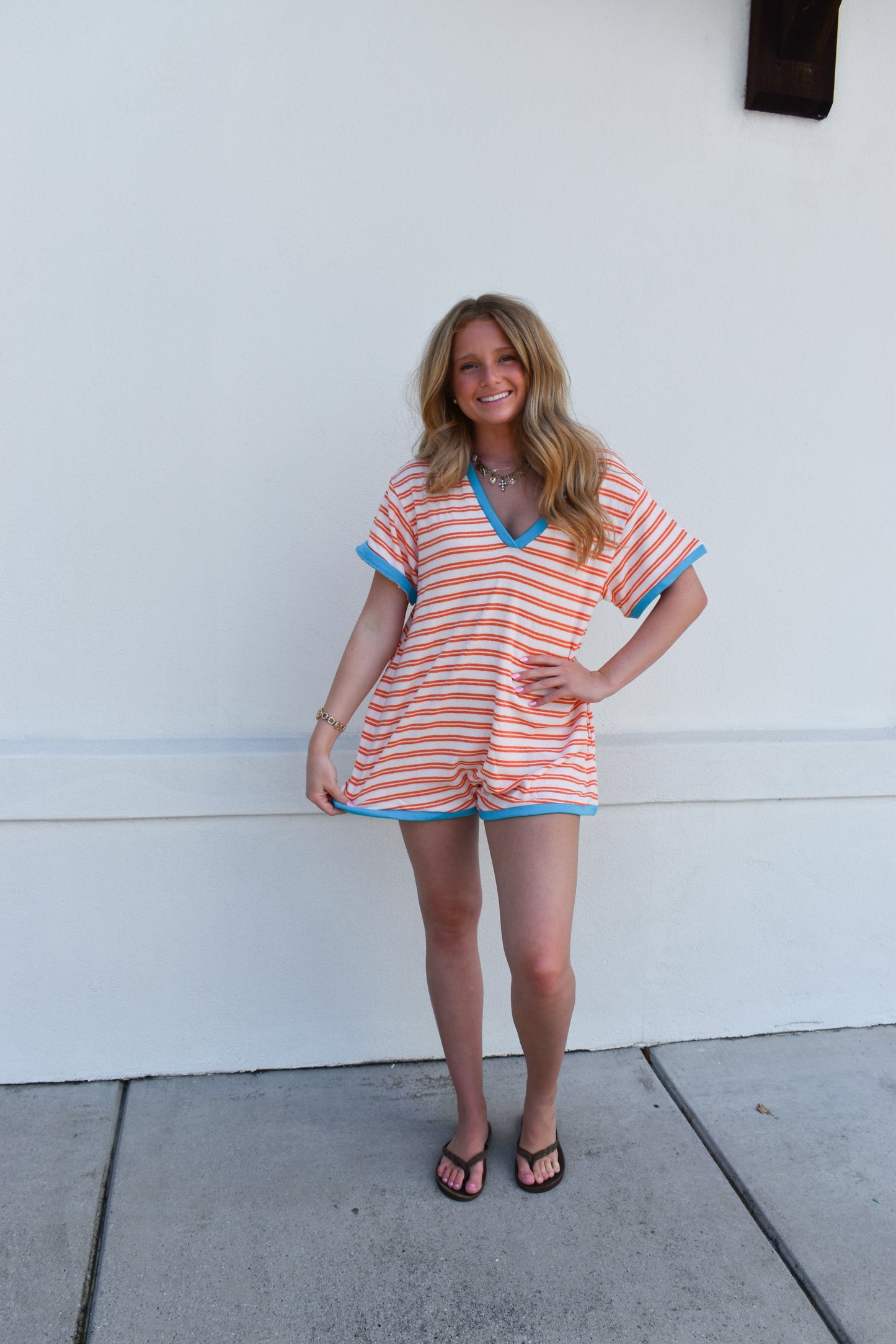 Striped Terry Knit Romper
