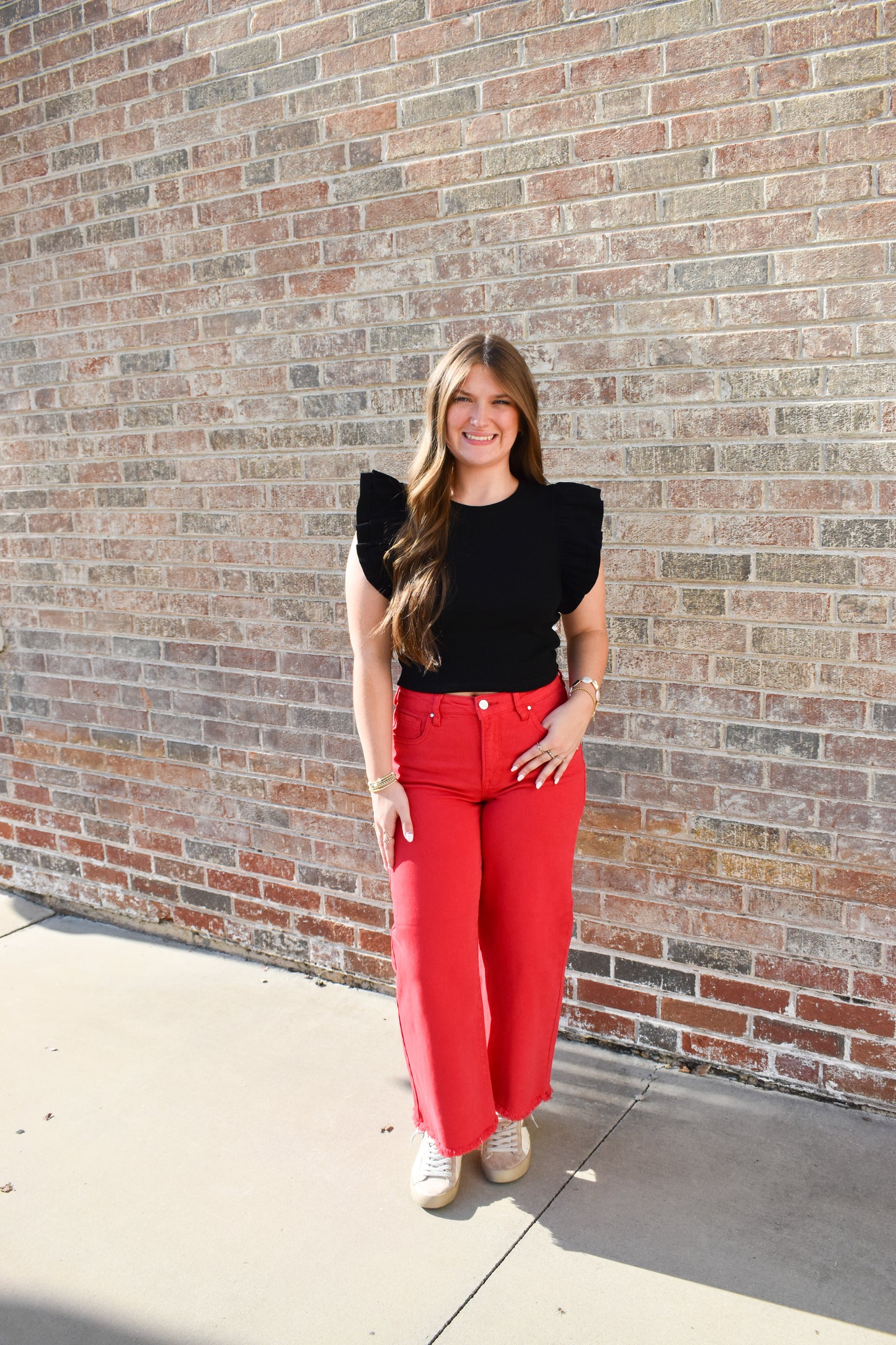 Ribbed Crop Top W/ Ruffle Detail
