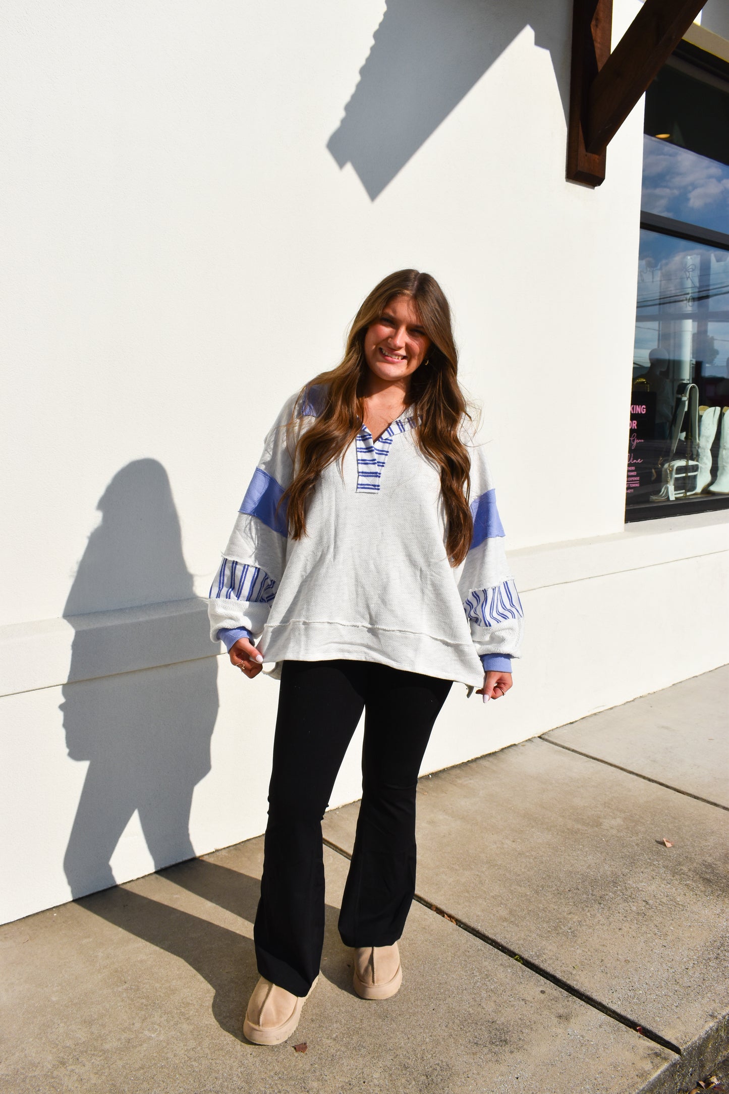 Terry Knit Collared Top