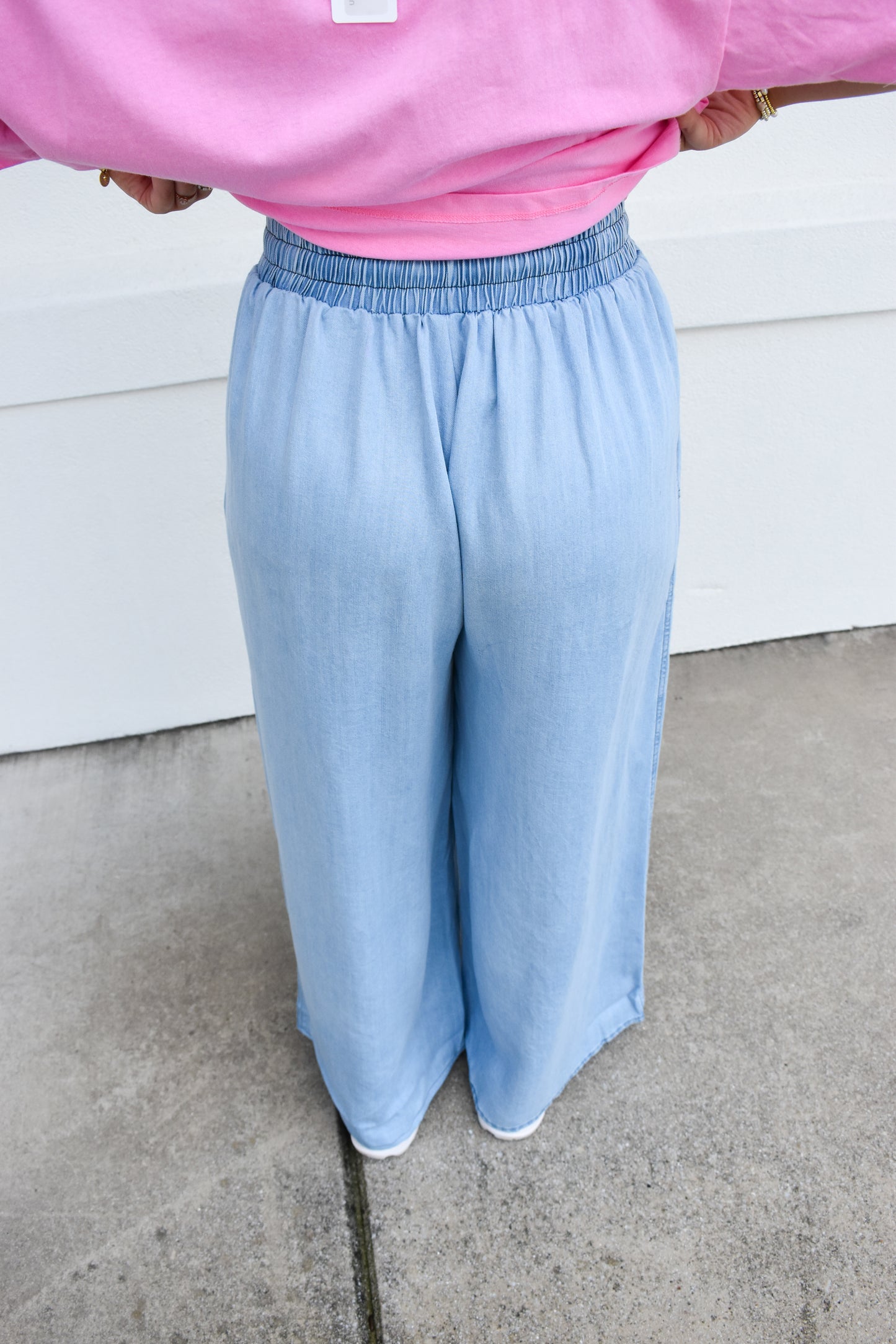 Light Denim Flowy Tie Pants
