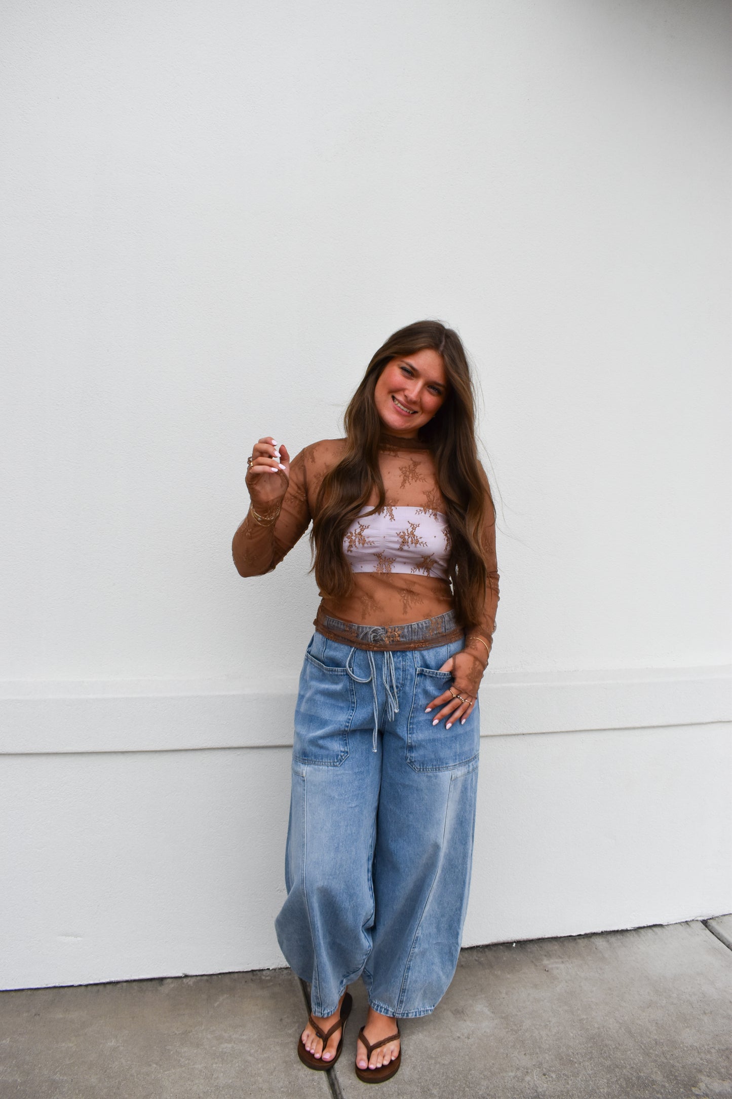 Floral Lace Mesh Layering Top
