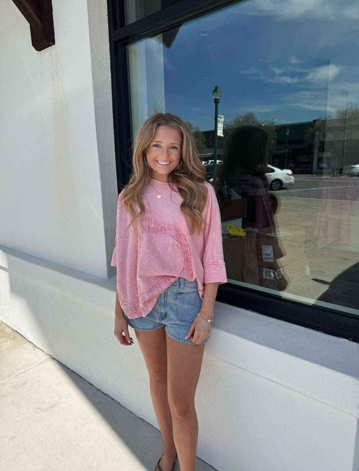 Mineral Wash Heart Patched Shirt
