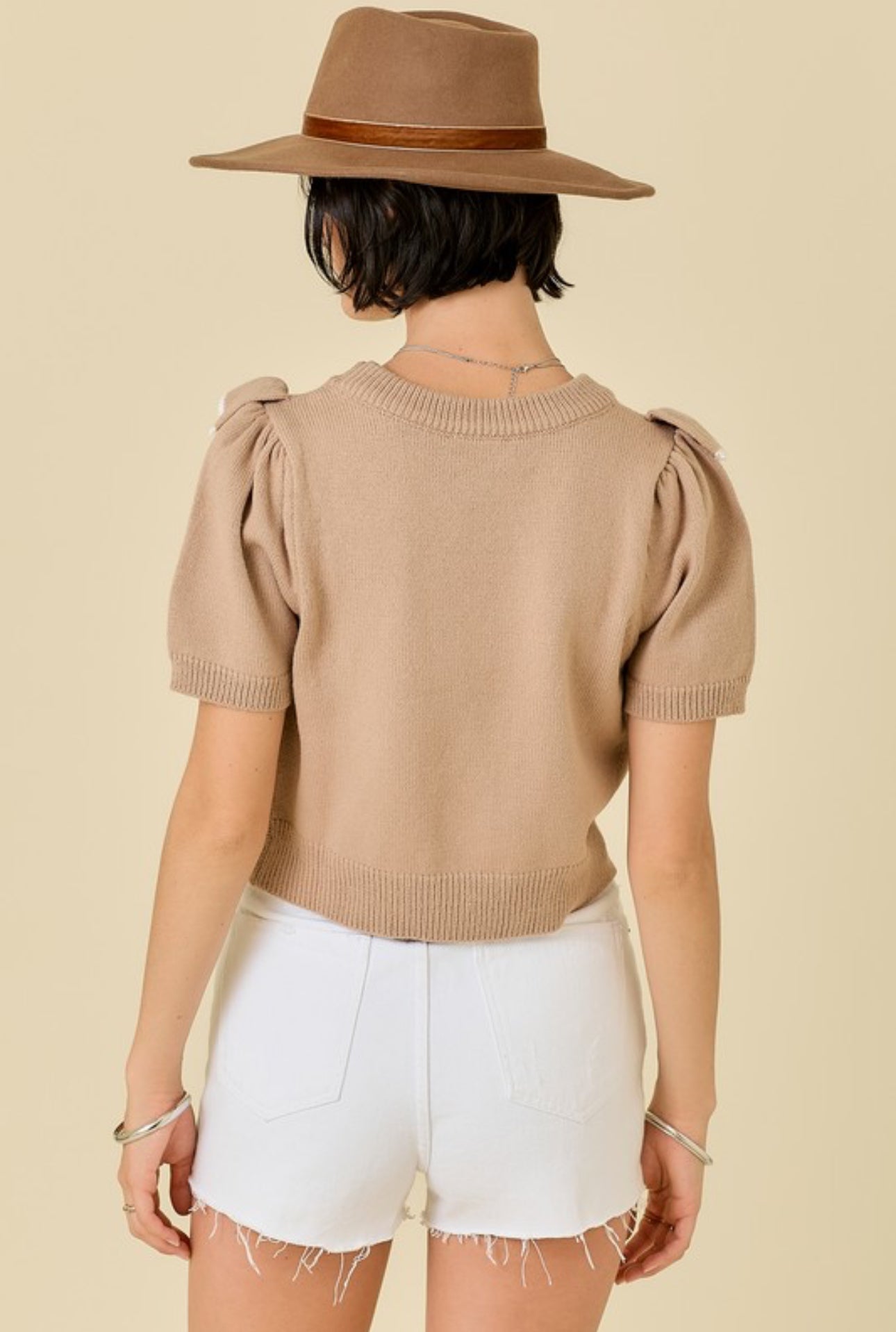 Cropped Sweater W/ Ruffles