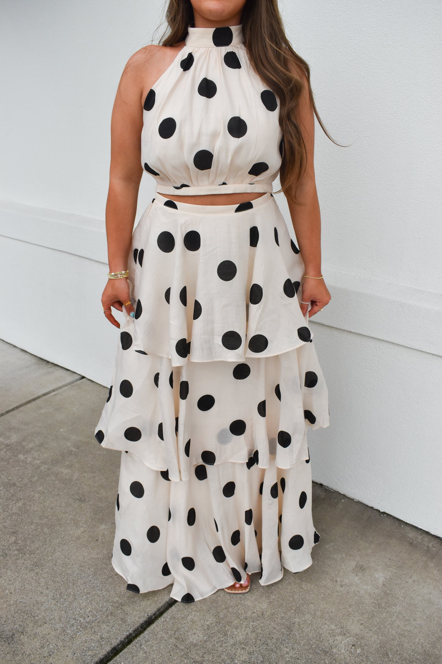 Polka Dot Halter Top and Maxi Skirt Set
