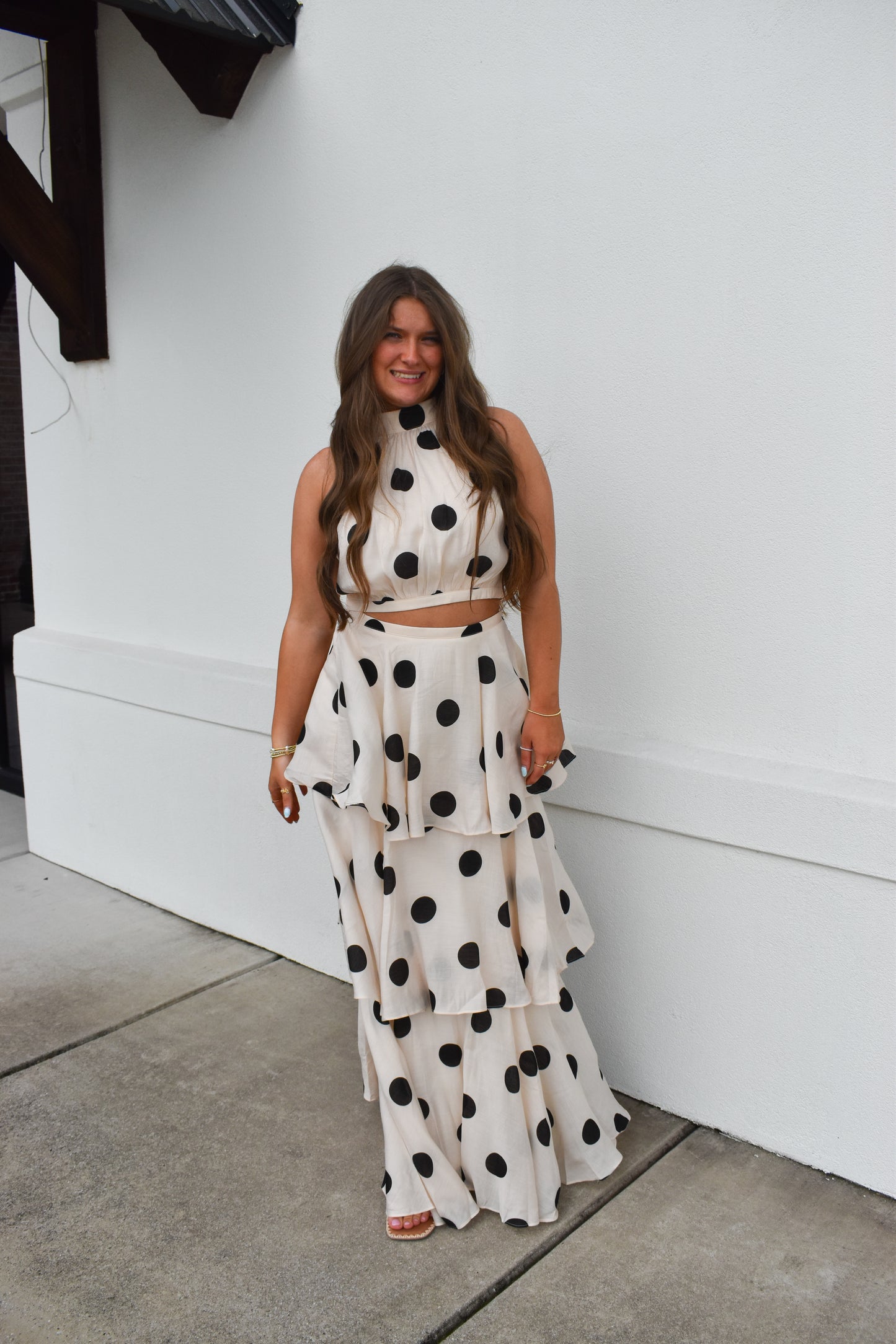 Polka Dot Halter Top and Maxi Skirt Set