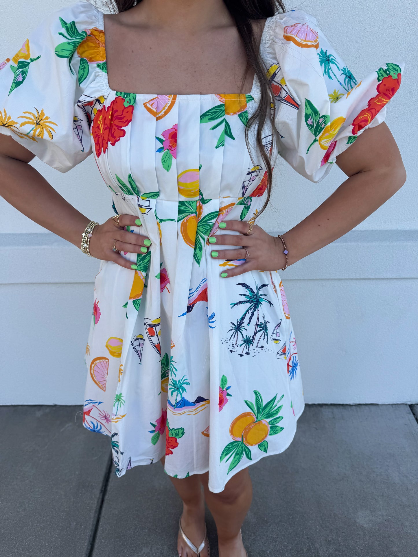 Bubble Sleeve With Pleats Mini Dress