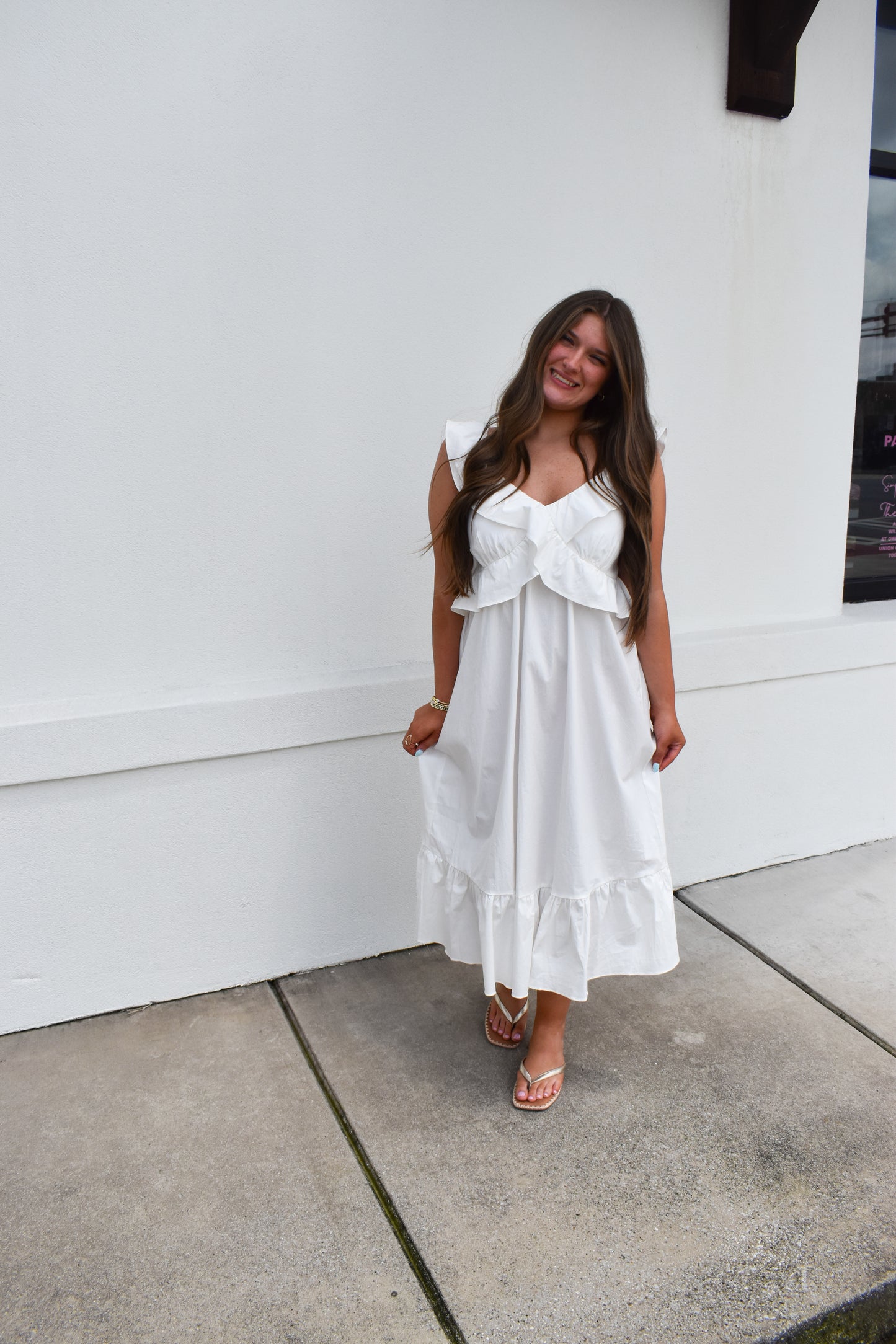 Flutter Sweetheart Ruffled Midi Dress