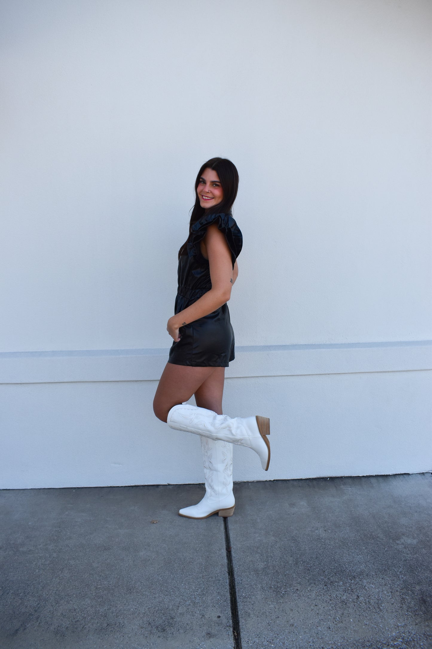 Liza Button Down Ruffle Romper