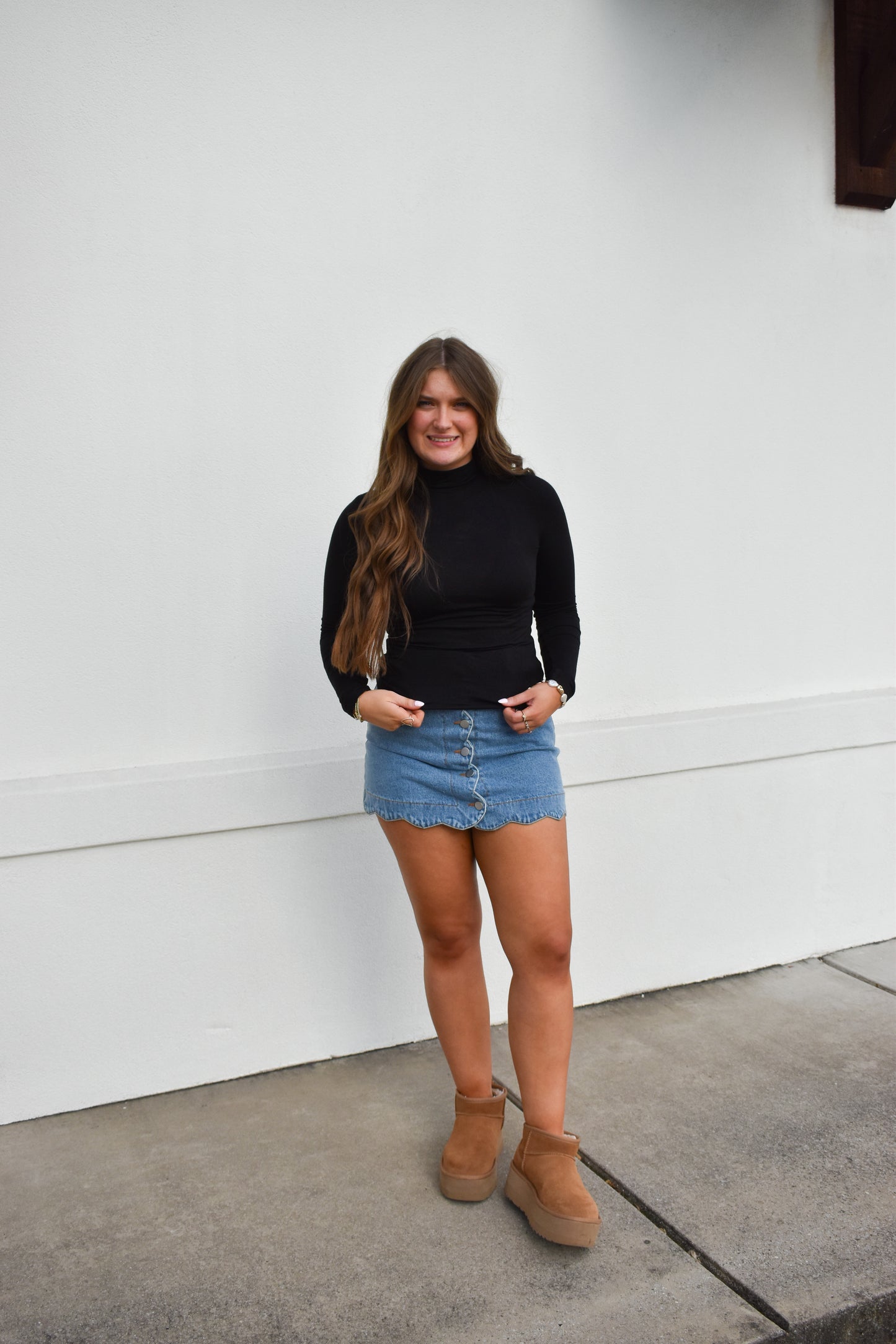Basic Long Sleeve Turtle Neck: Black