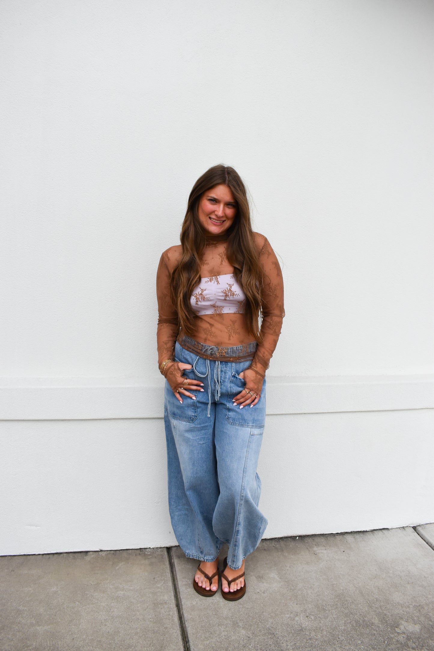 Floral Lace Mesh Layering Top