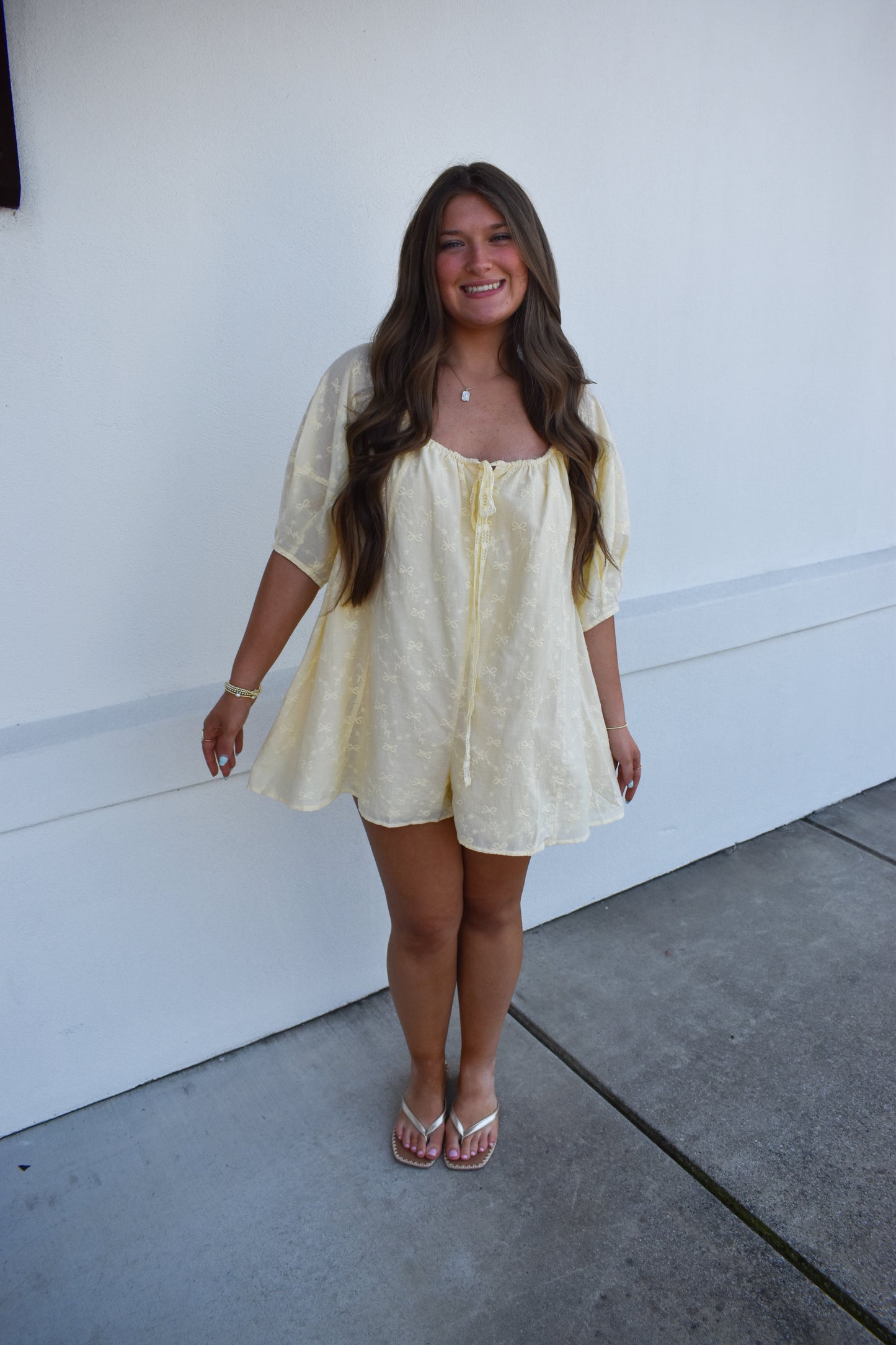 Olivia Bow Eyelet Romper