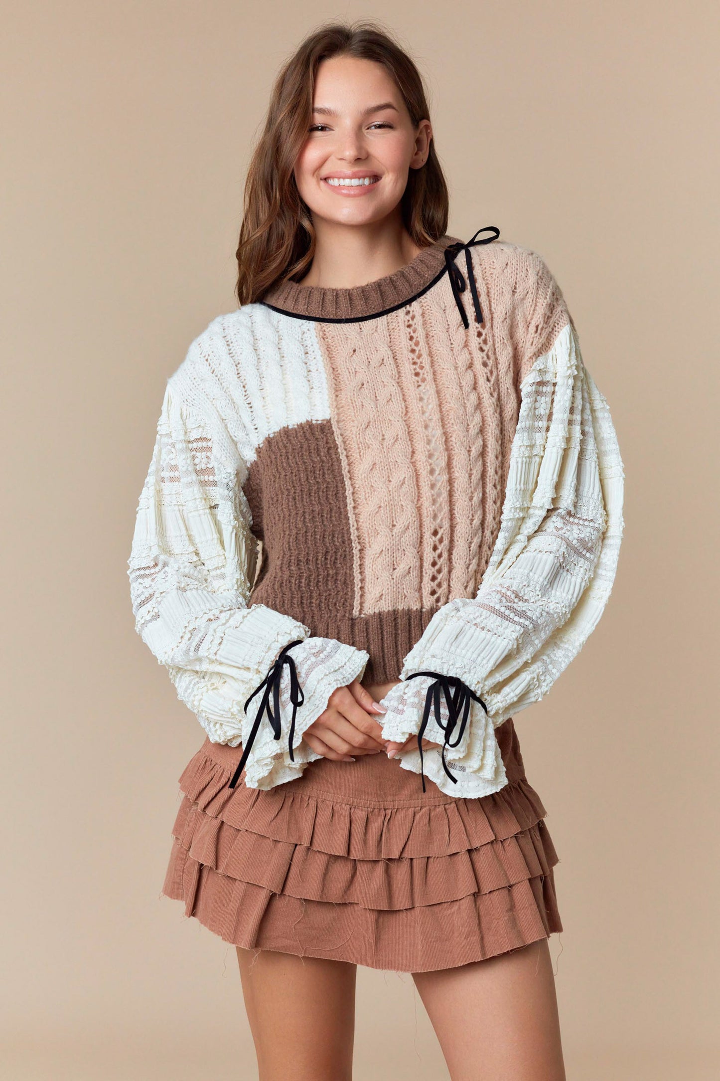 Lace Cable Twofer Sweater