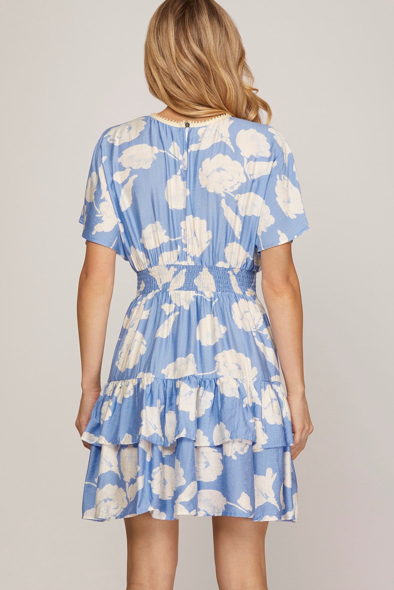 Waist Smocking Tiered Dress