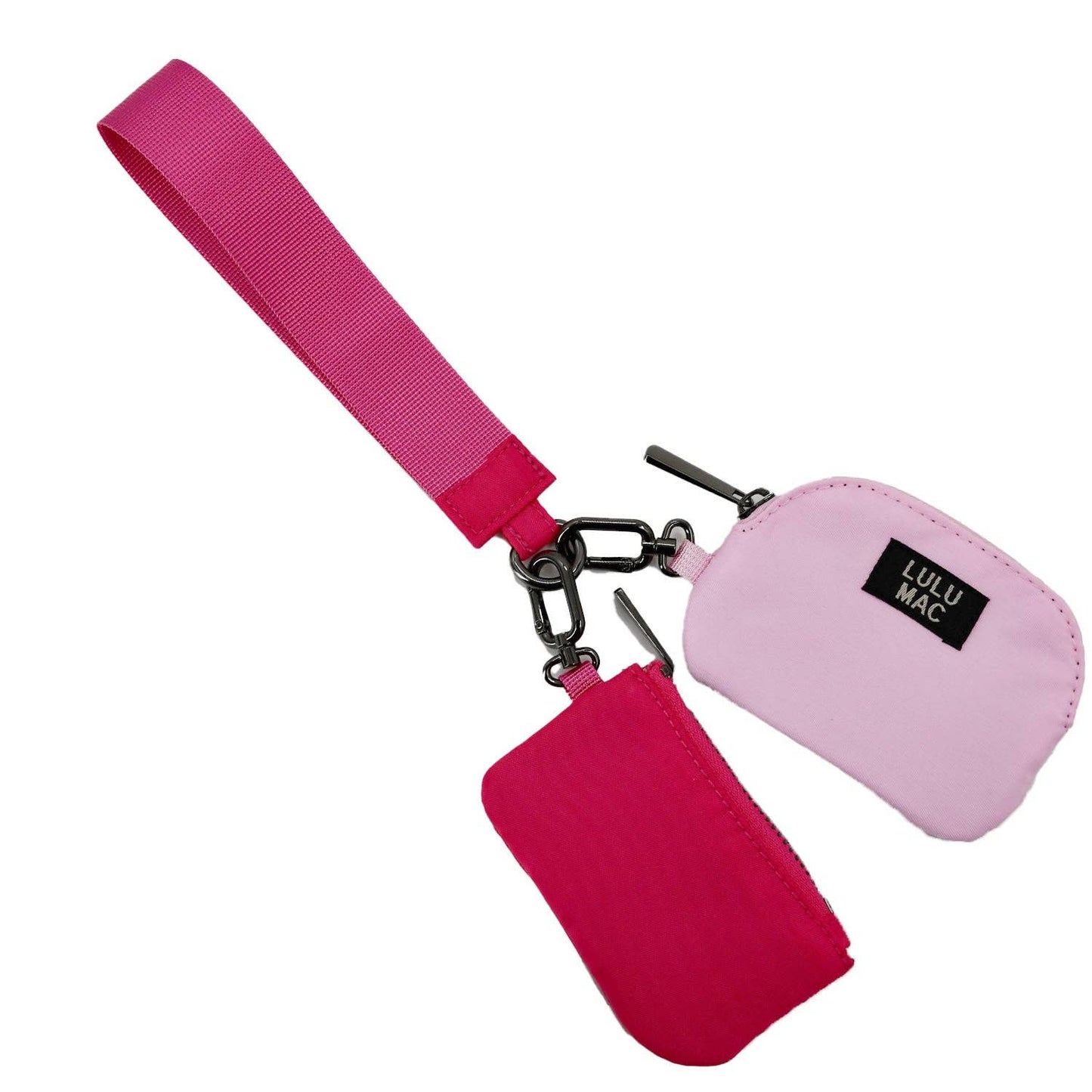 Lulu Mac Double Pouch Wristlets: Hot Pink/Light Pink