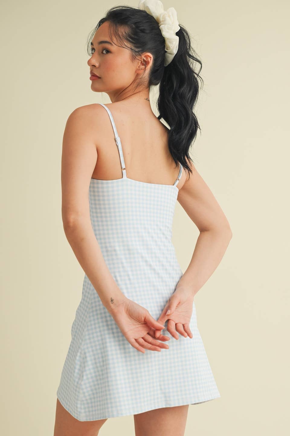 Gingham Sweetheart Dress: Blue