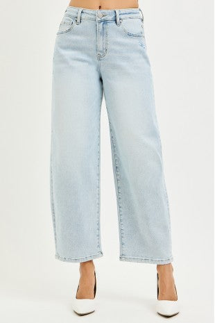 Risen High Rise Crop Mini Barrel Jean