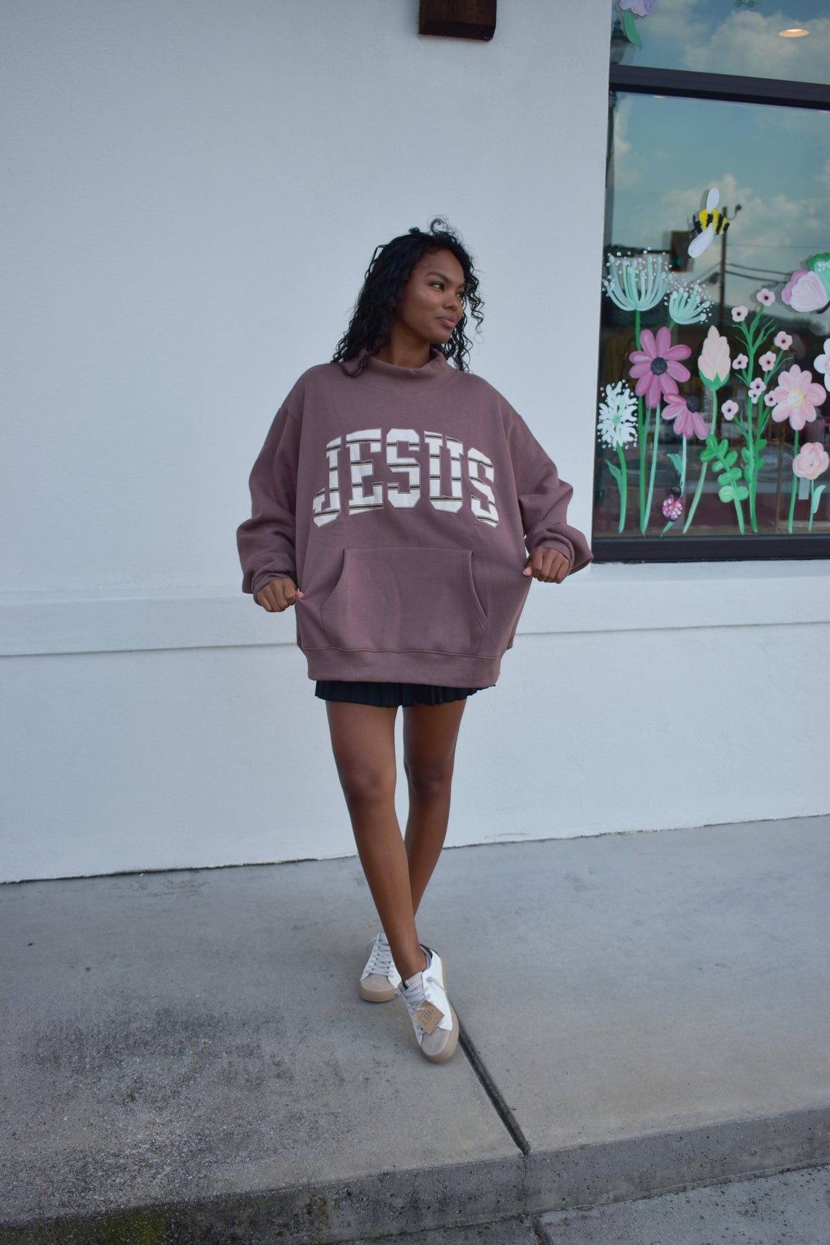 JESUS Oversized MockNeck Sweatshirt