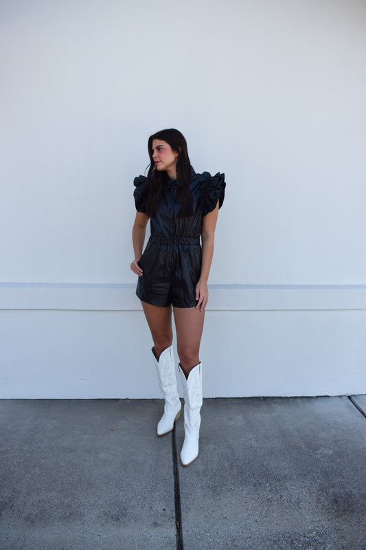 Liza Button Down Ruffle Romper