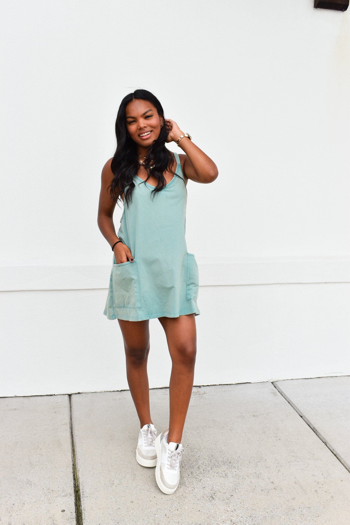 Mini Dress W/ Built in Romper Lining: Teal