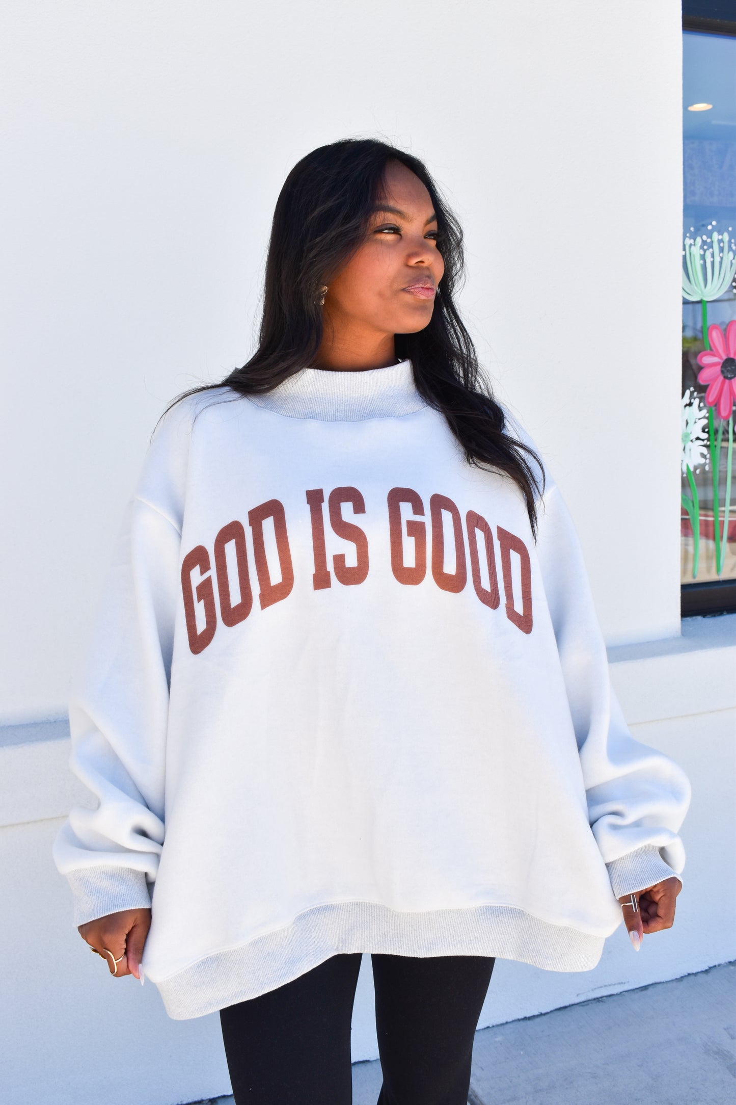 'JESUS & GOD IS GOOD' Reversible Mockneck: Pink