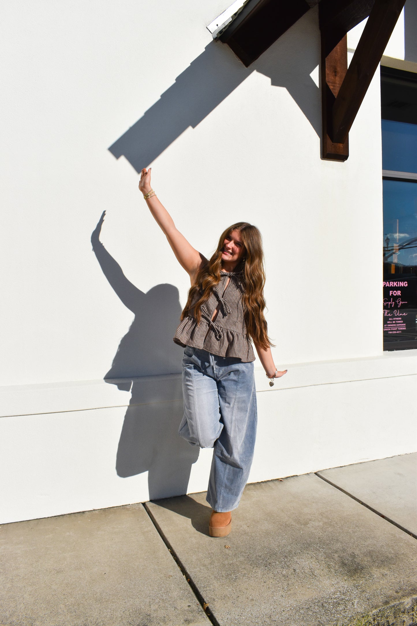 Maple Checkered Top W/ Tie Bows