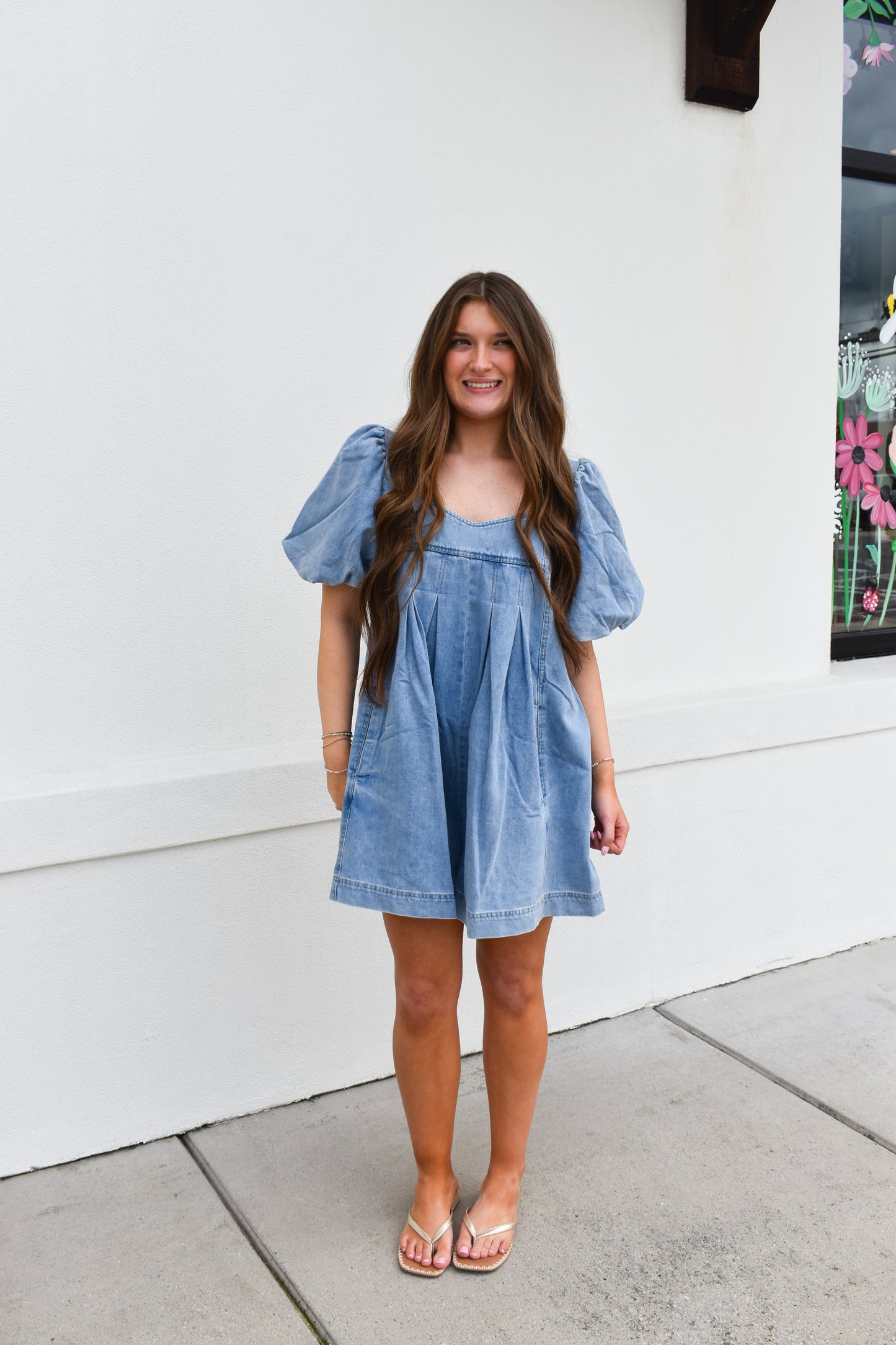 Stitch Detail Denim Bubble Romper